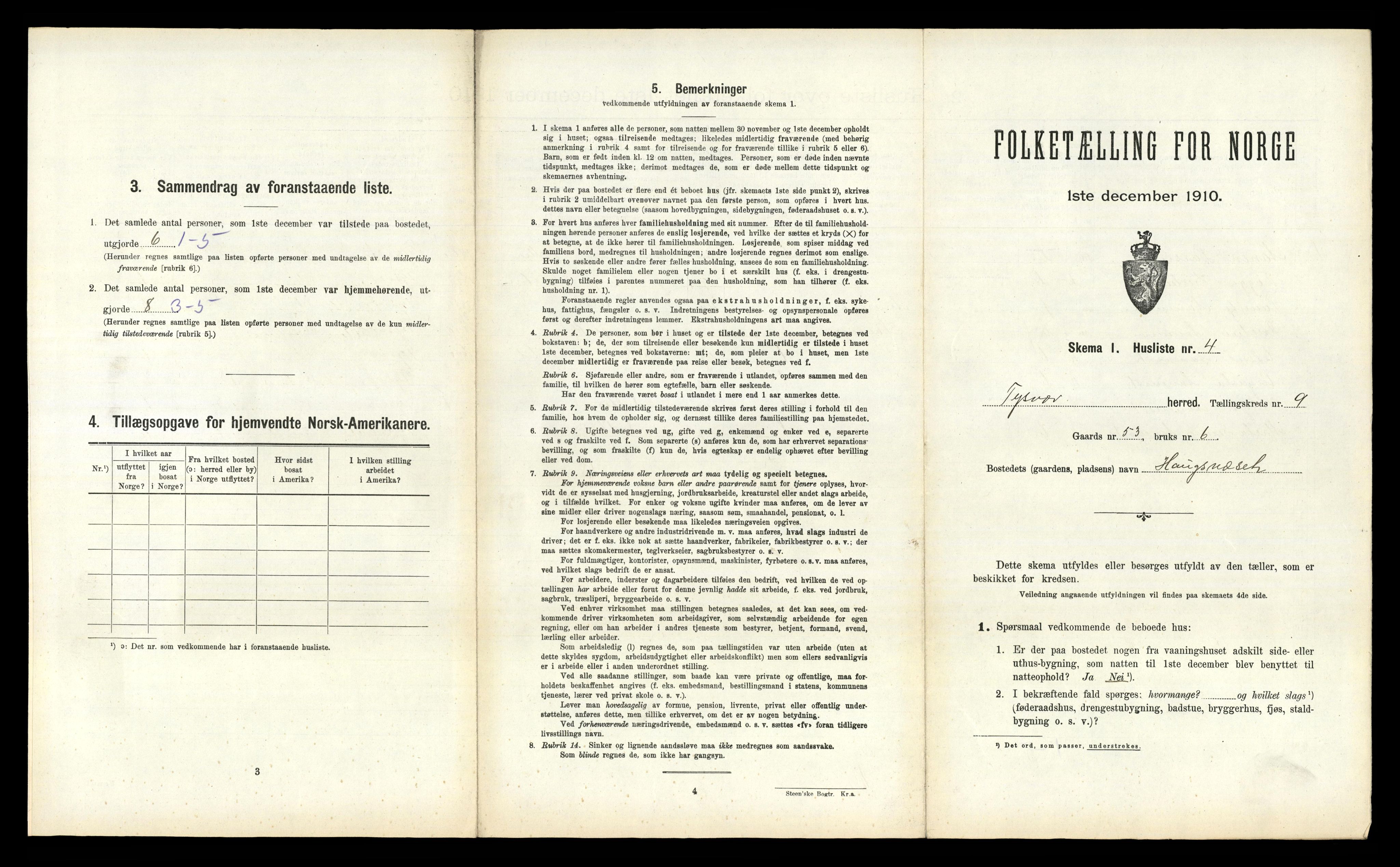 RA, 1910 census for Tysvær, 1910, p. 561