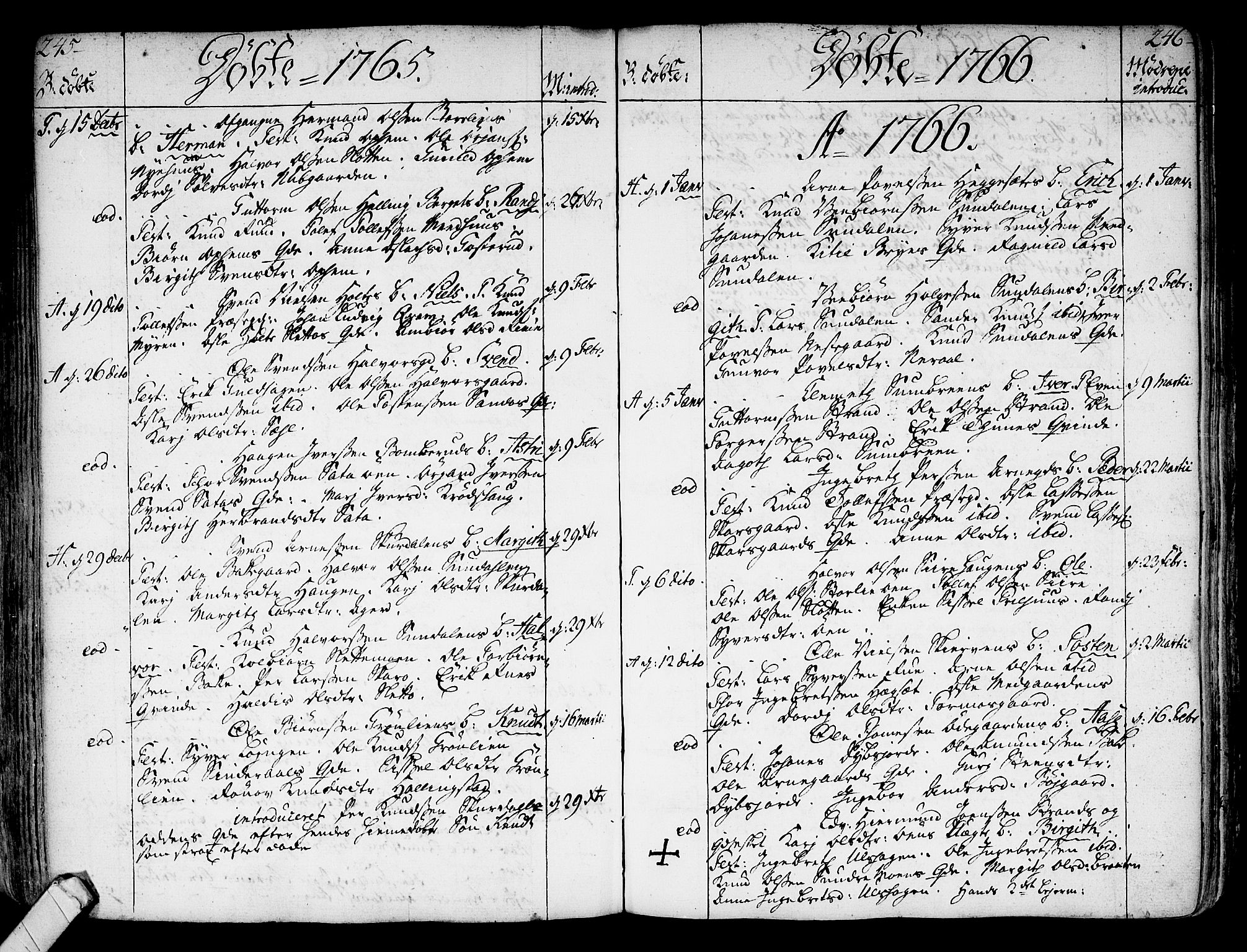 Ål kirkebøker, AV/SAKO-A-249/F/Fa/L0001: Parish register (official) no. I 1, 1744-1769, p. 245-246