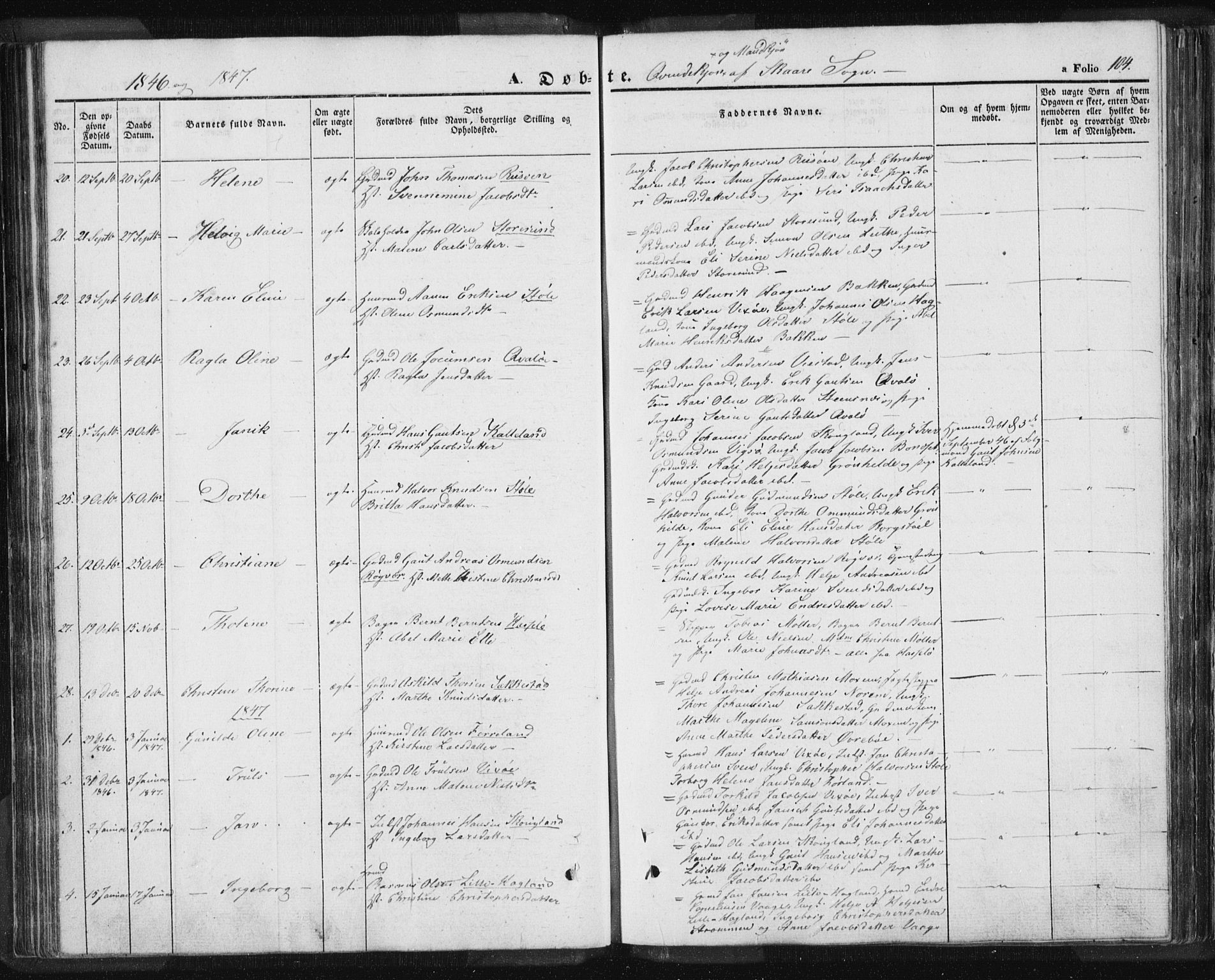 Torvastad sokneprestkontor, AV/SAST-A -101857/H/Ha/Haa/L0006: Parish register (official) no. A 6, 1836-1847, p. 104