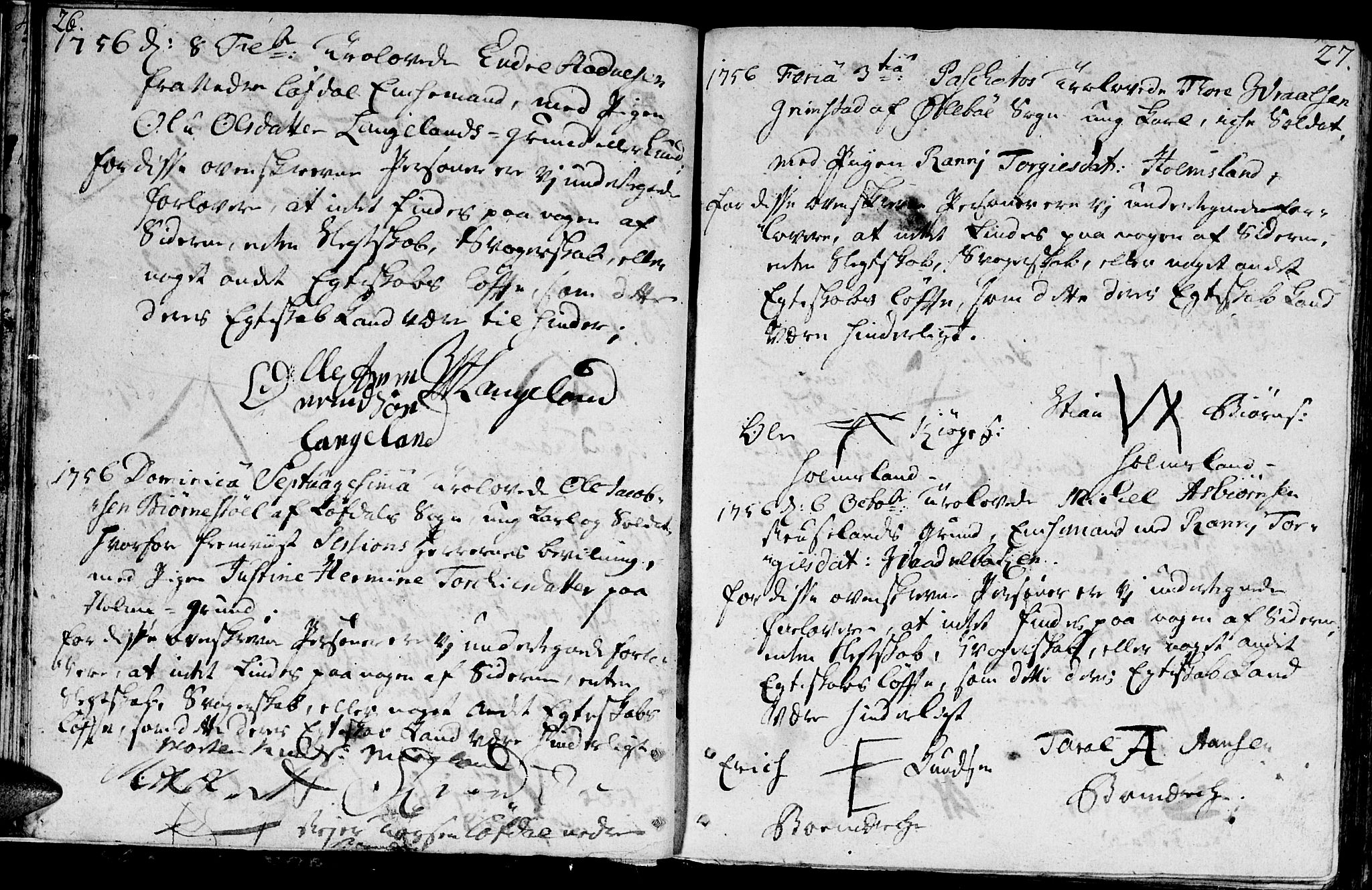 Holum sokneprestkontor, SAK/1111-0022/F/Fa/Faa/L0001: Parish register (official) no. A 1, 1750-1802, p. 26-27