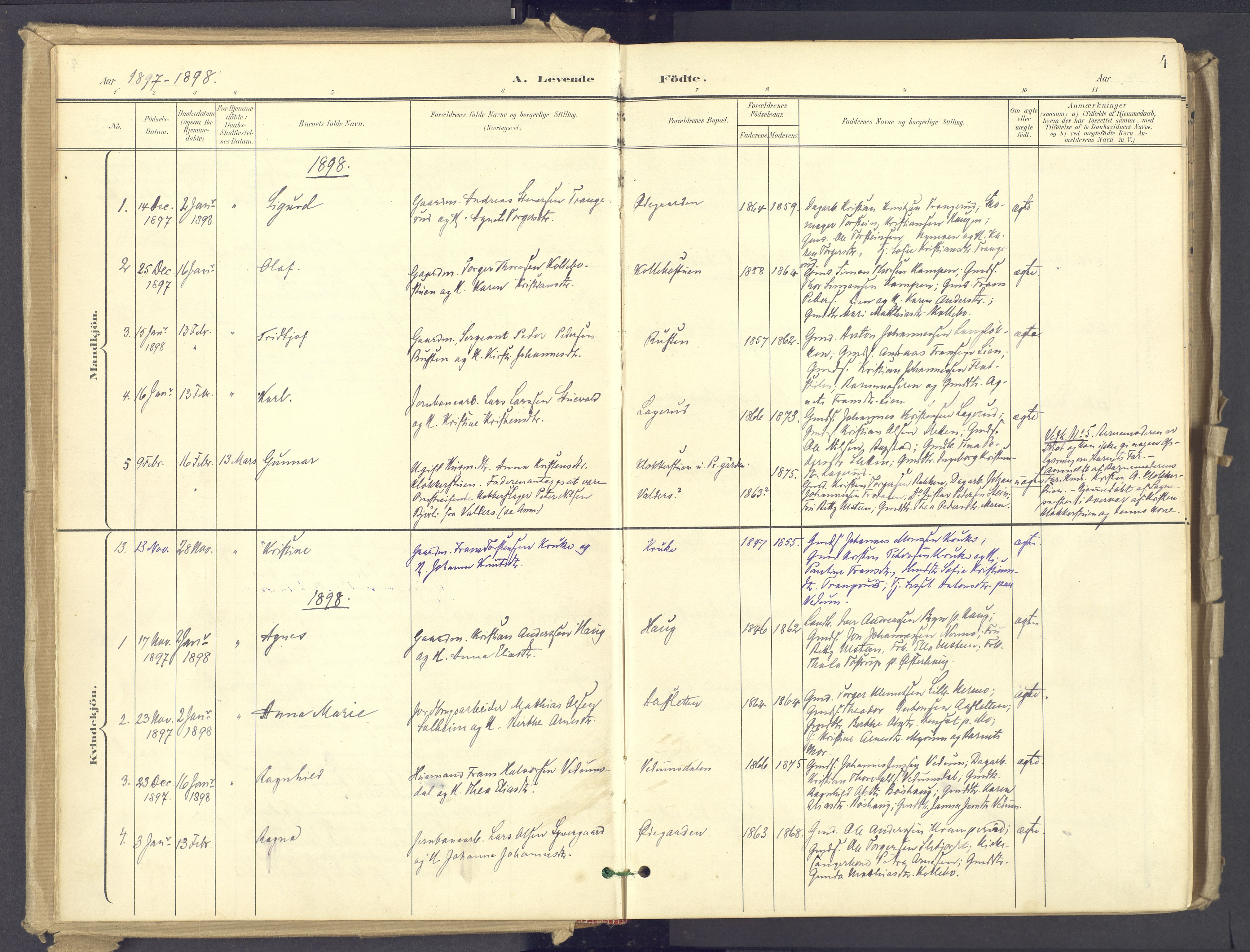 Øyer prestekontor, AV/SAH-PREST-084/H/Ha/Haa/L0012: Parish register (official) no. 12, 1897-1920, p. 4