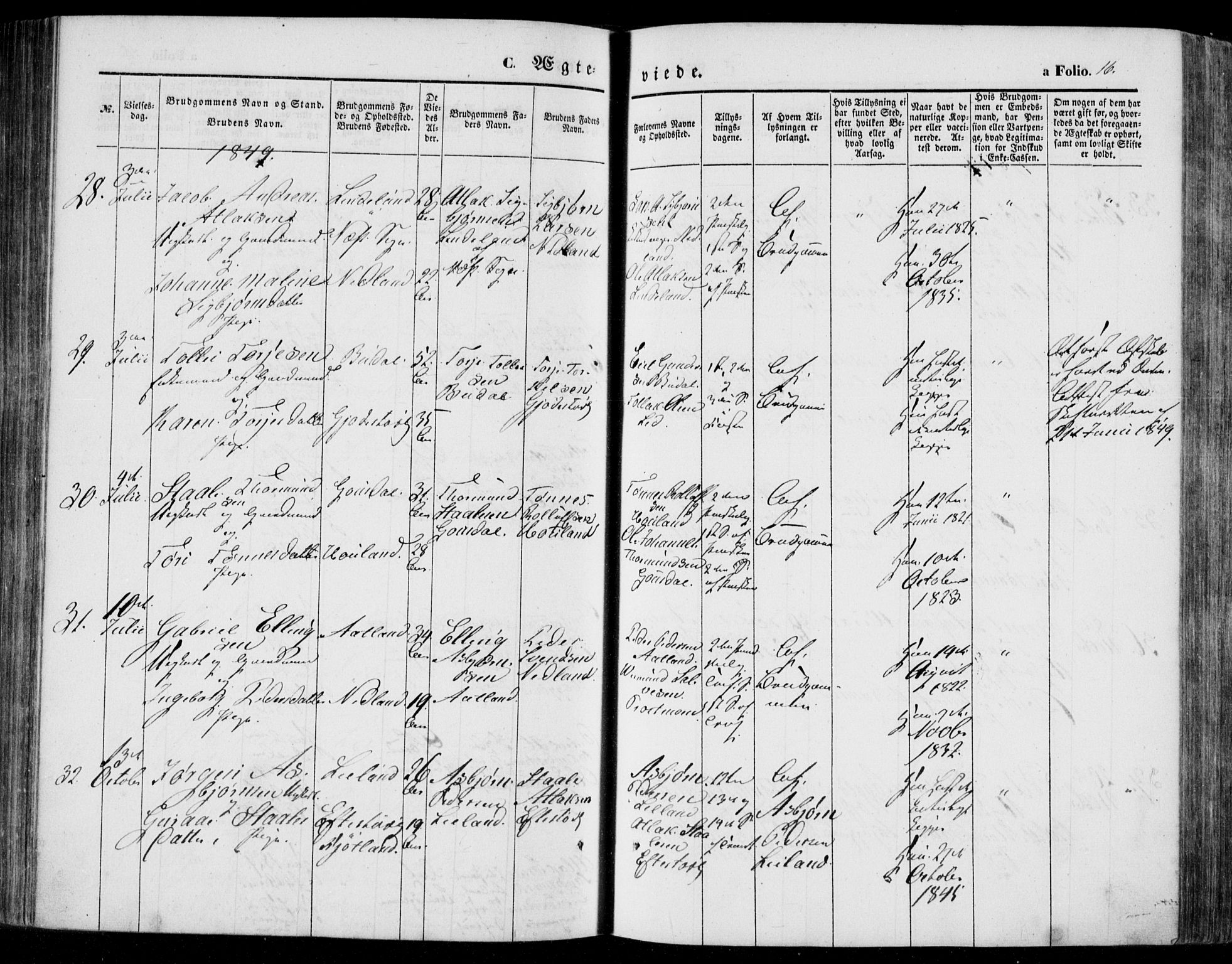 Bakke sokneprestkontor, AV/SAK-1111-0002/F/Fa/Faa/L0005: Parish register (official) no. A 5, 1847-1855, p. 16