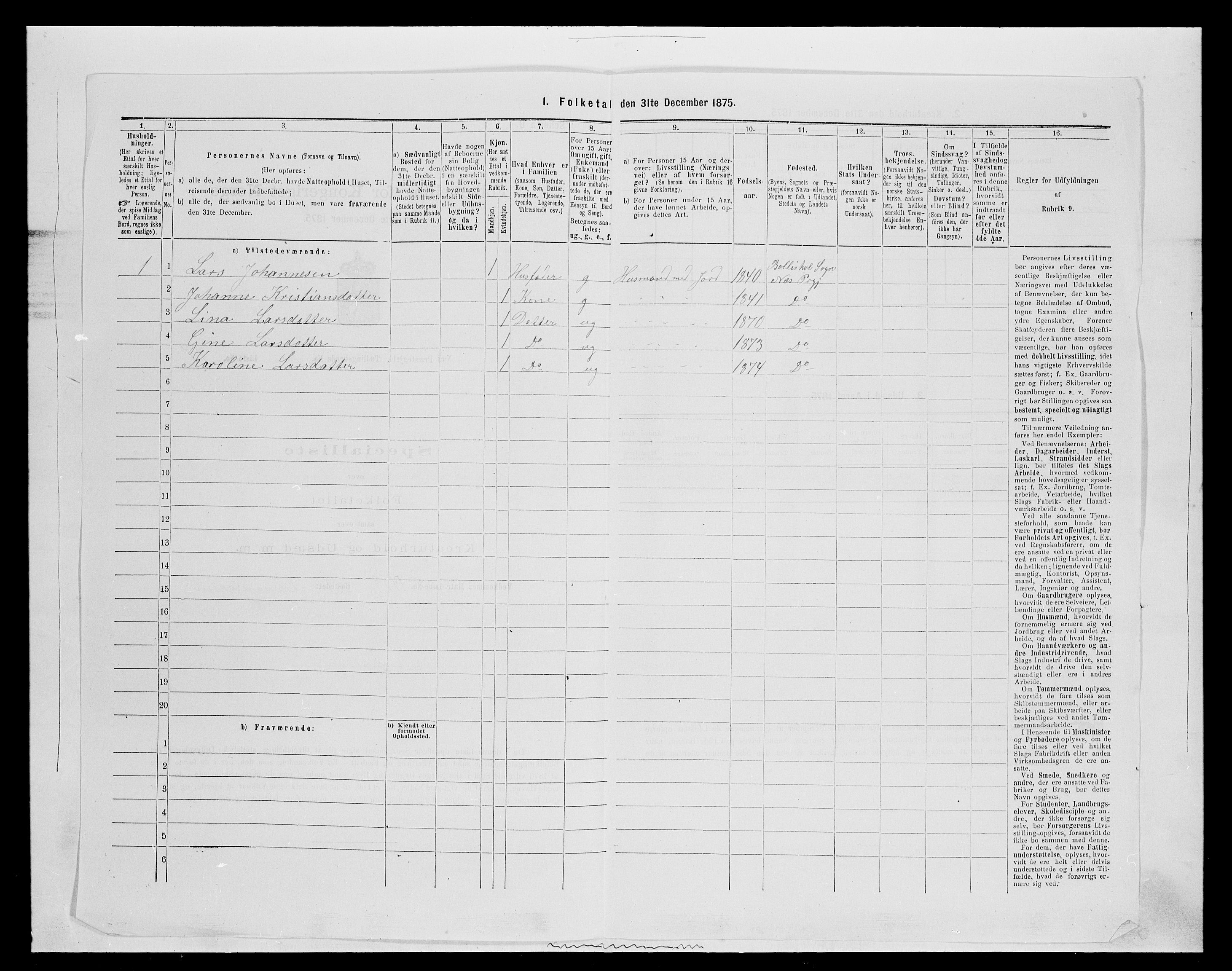 SAH, 1875 census for 0411P Nes, 1875, p. 940