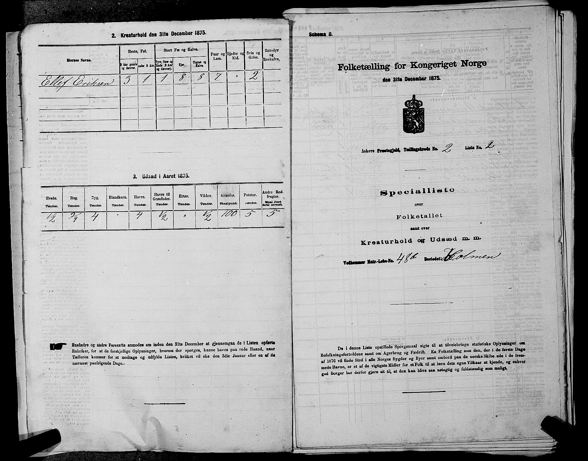 RA, 1875 census for 0220P Asker, 1875, p. 352