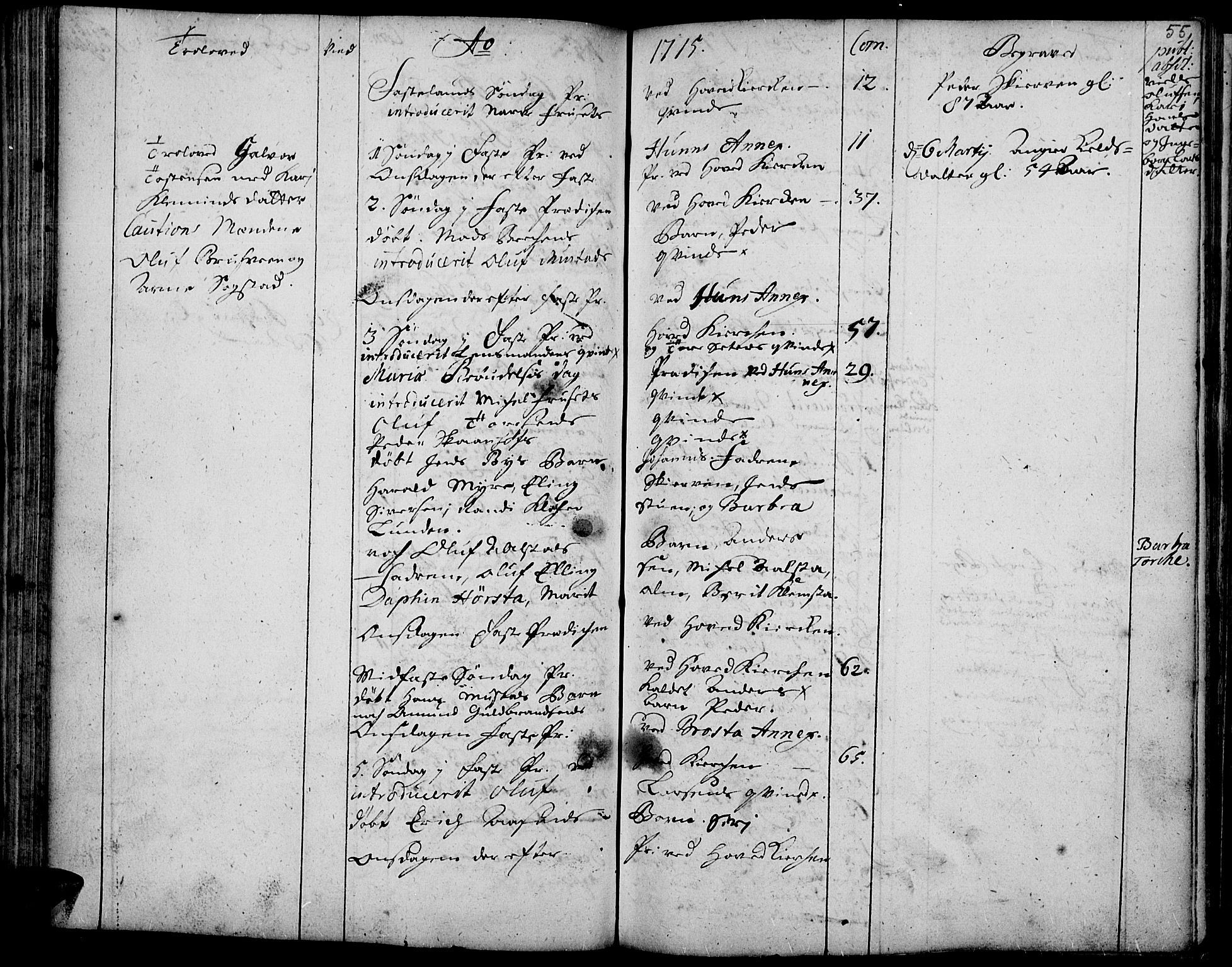Vardal prestekontor, SAH/PREST-100/H/Ha/Haa/L0001: Parish register (official) no. 1, 1706-1748, p. 55