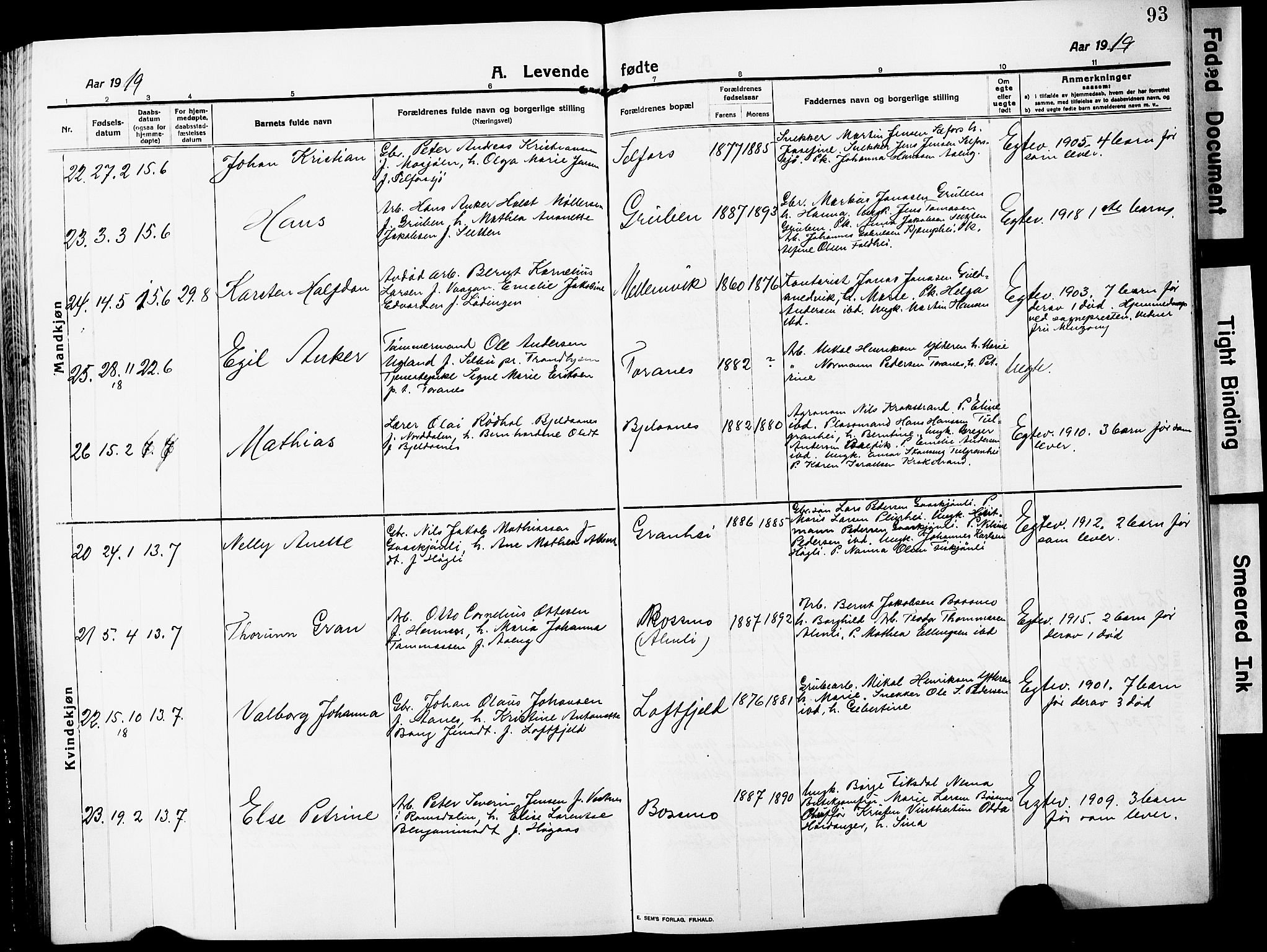 Ministerialprotokoller, klokkerbøker og fødselsregistre - Nordland, AV/SAT-A-1459/827/L0423: Parish register (copy) no. 827C12, 1912-1930, p. 93