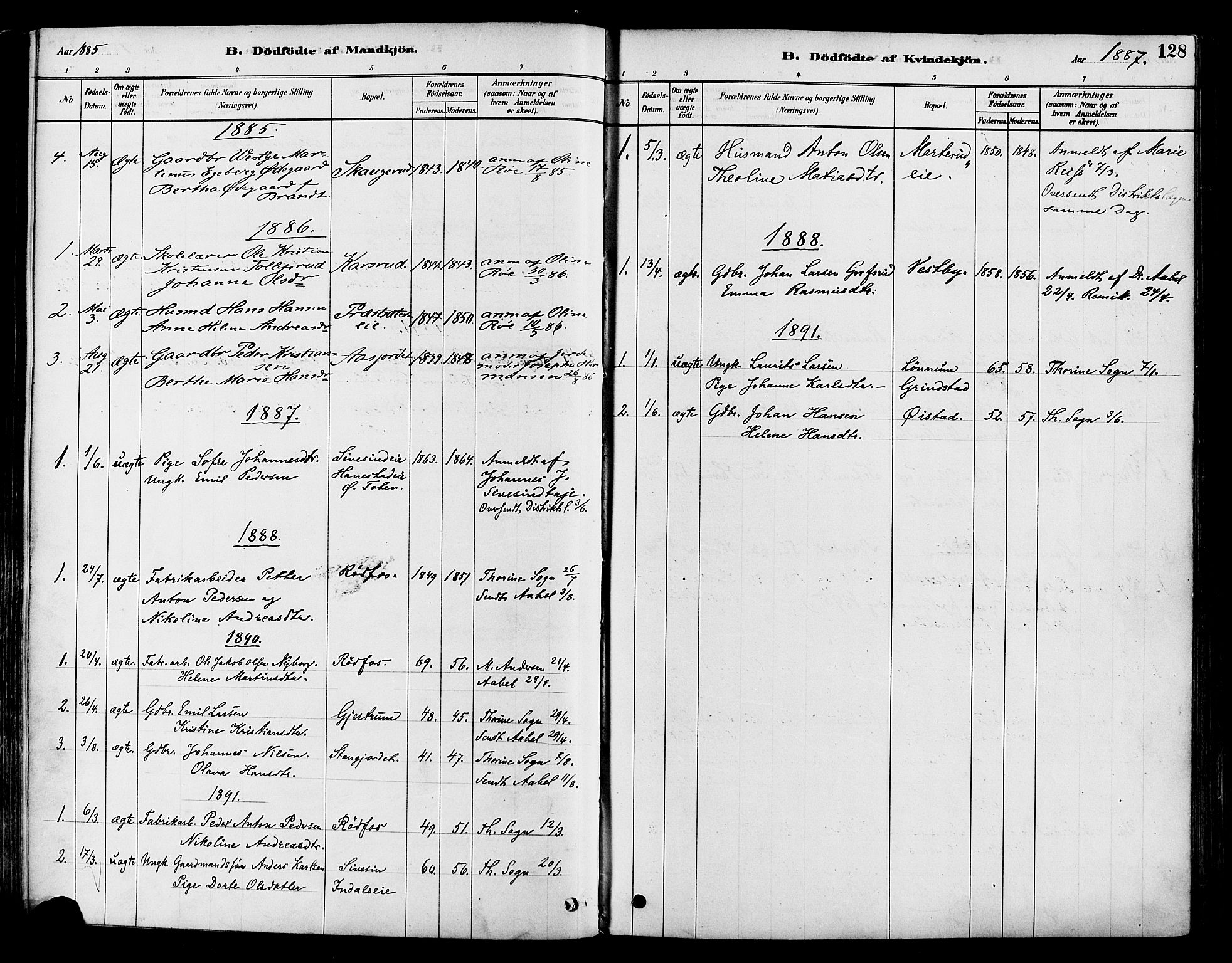 Vestre Toten prestekontor, AV/SAH-PREST-108/H/Ha/Haa/L0009: Parish register (official) no. 9, 1878-1894, p. 128