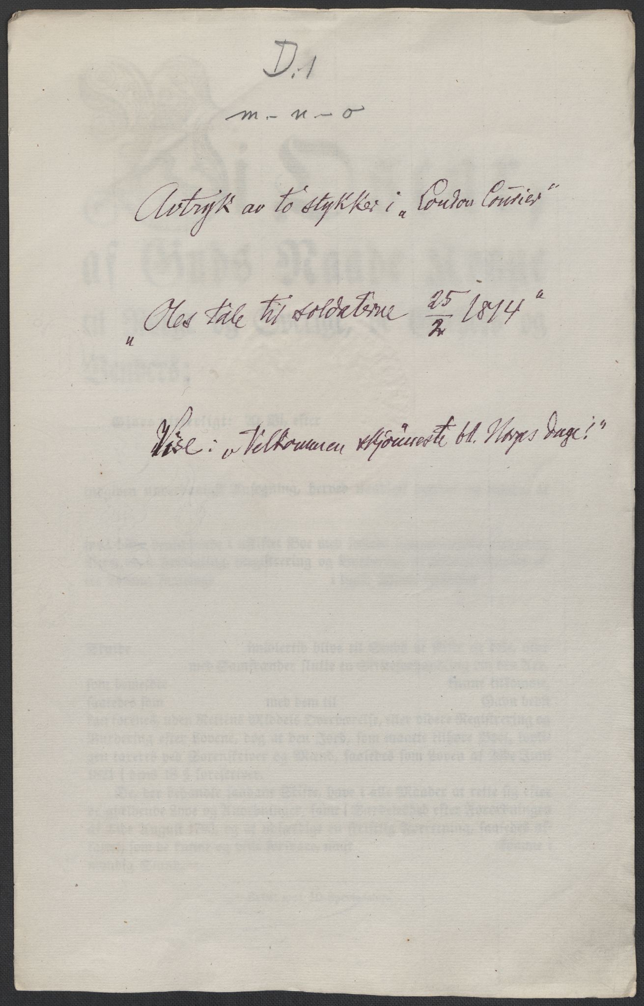 Christie, Wilhelm Frimann Koren, RA/PA-0014/F/L0004: Christies dokumenter fra 1814, 1814, p. 141