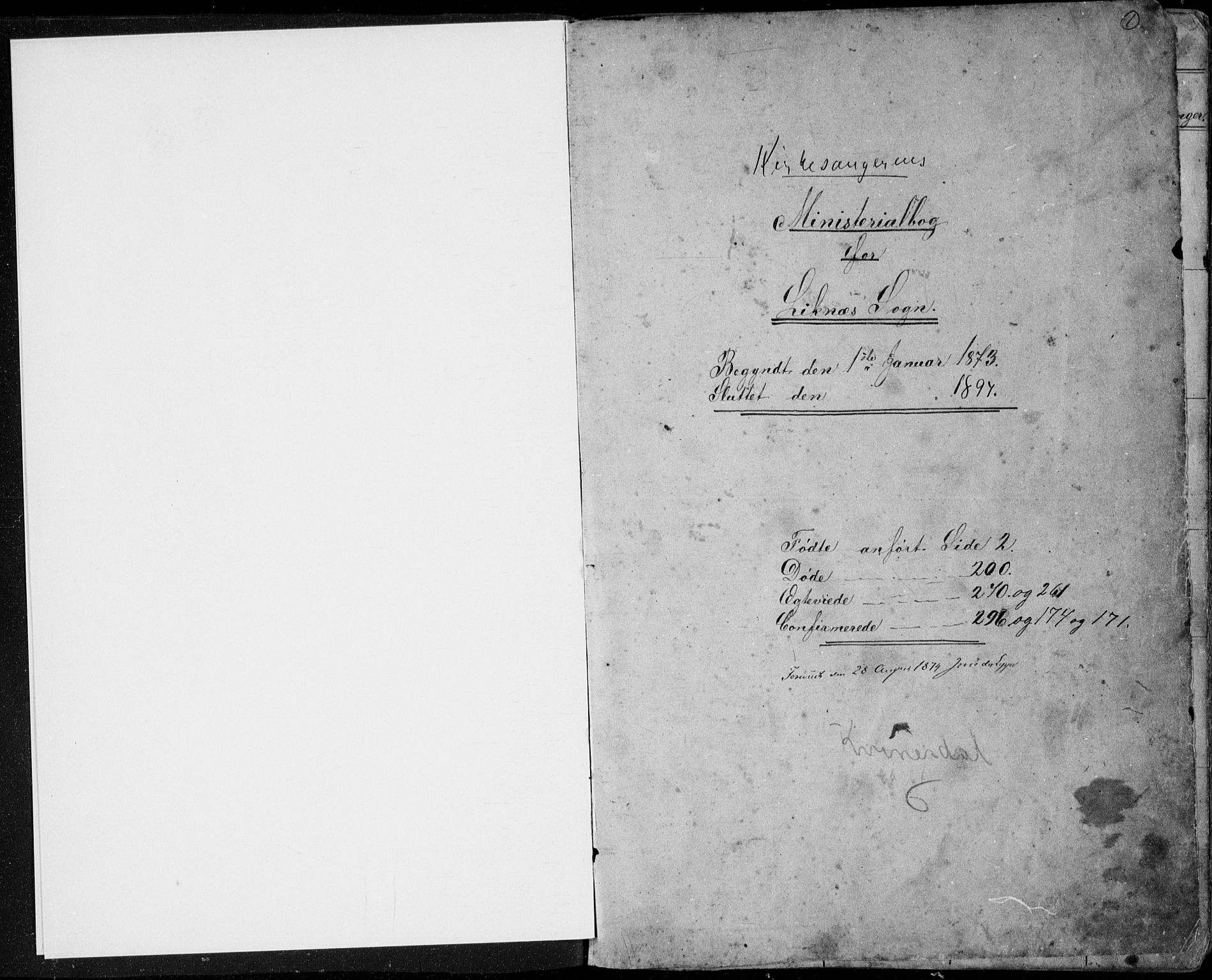 Kvinesdal sokneprestkontor, AV/SAK-1111-0026/F/Fb/Fbb/L0002: Parish register (copy) no. B 2, 1873-1897, p. 1