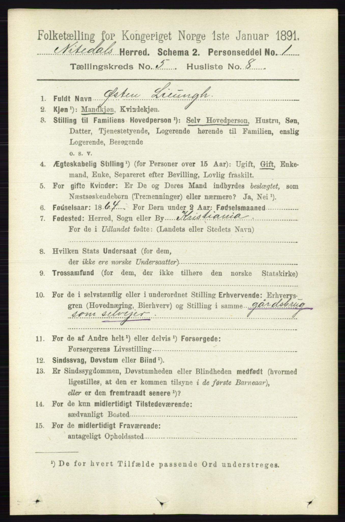 RA, 1891 census for 0233 Nittedal, 1891, p. 2221