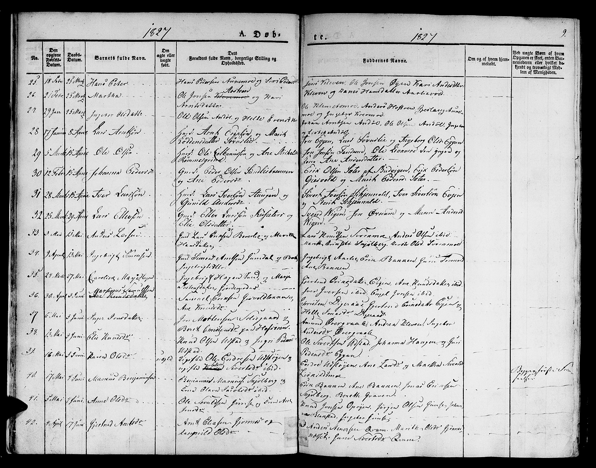 Ministerialprotokoller, klokkerbøker og fødselsregistre - Sør-Trøndelag, AV/SAT-A-1456/668/L0804: Parish register (official) no. 668A04, 1826-1839, p. 9