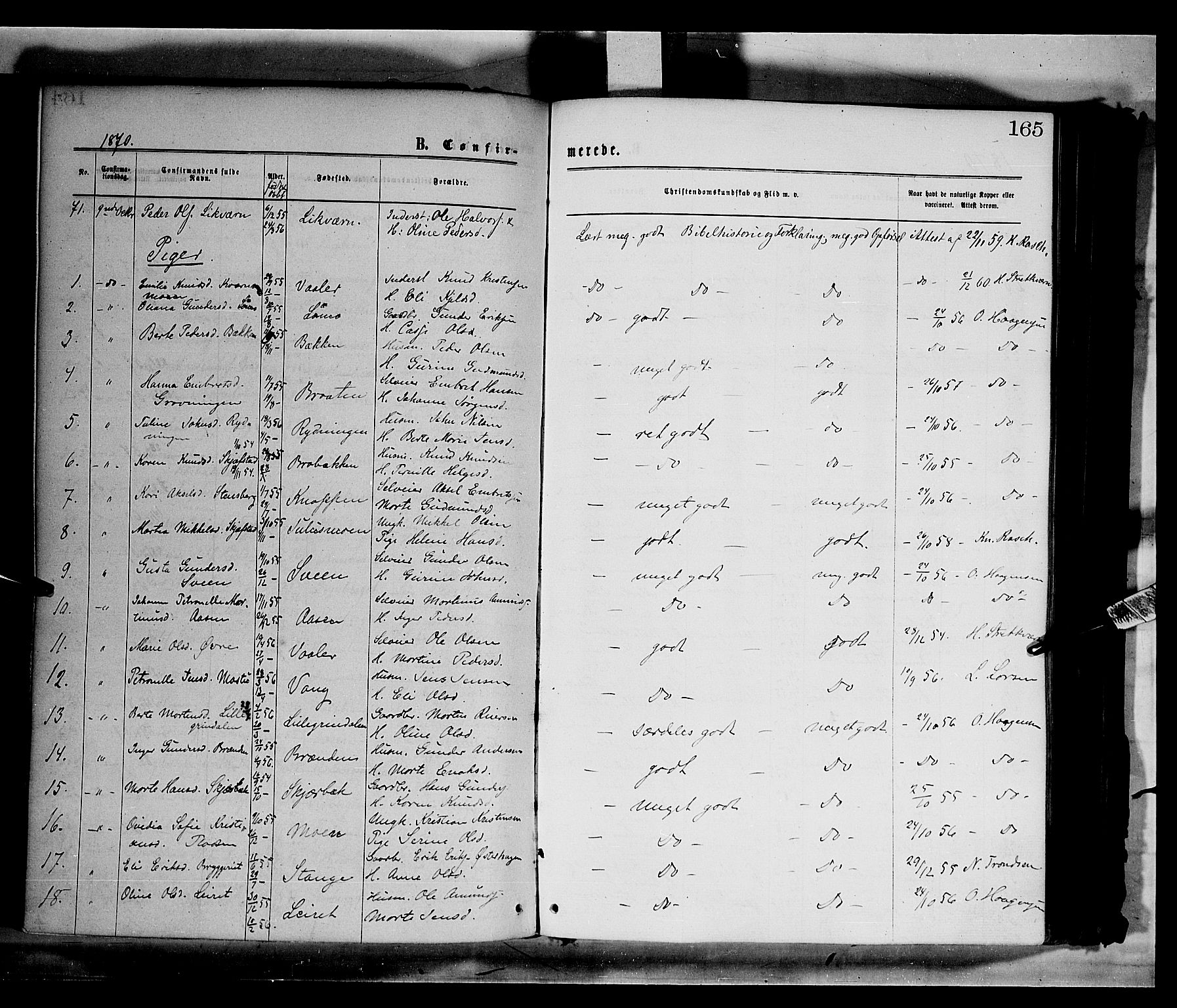 Elverum prestekontor, AV/SAH-PREST-044/H/Ha/Haa/L0011: Parish register (official) no. 11, 1869-1879, p. 165