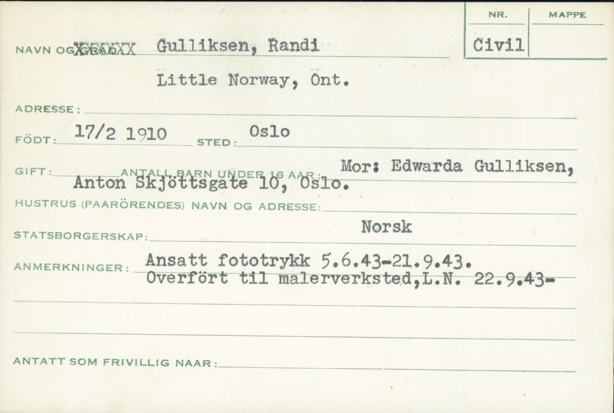 Forsvaret, Forsvarets overkommando/Luftforsvarsstaben, AV/RA-RAFA-4079/P/Pa/L0024: Personellpapirer, 1910, p. 292