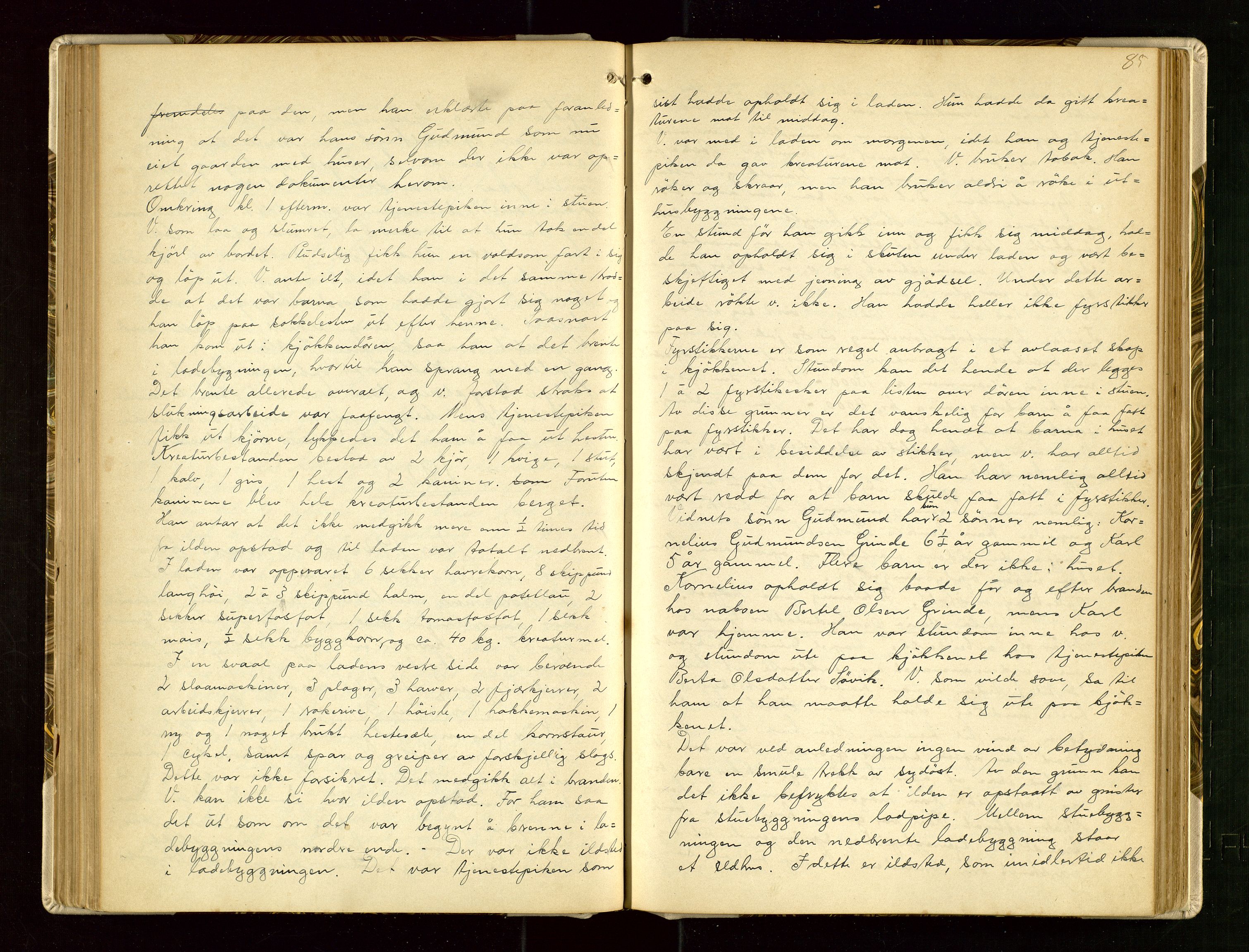 Skjold lensmannskontor, AV/SAST-A-100182/Goa/L0002: "Brandtaksasjons-Protokol for Skjolds Thinglag", 1890-1949, p. 84b-85a