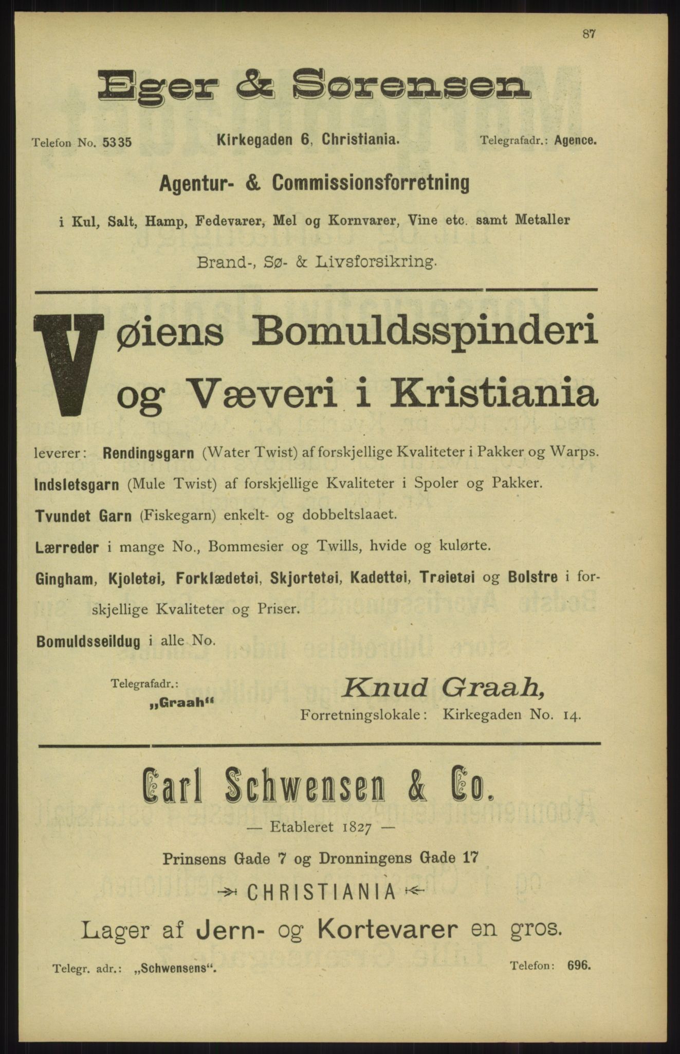 Kristiania/Oslo adressebok, PUBL/-, 1904, p. 87