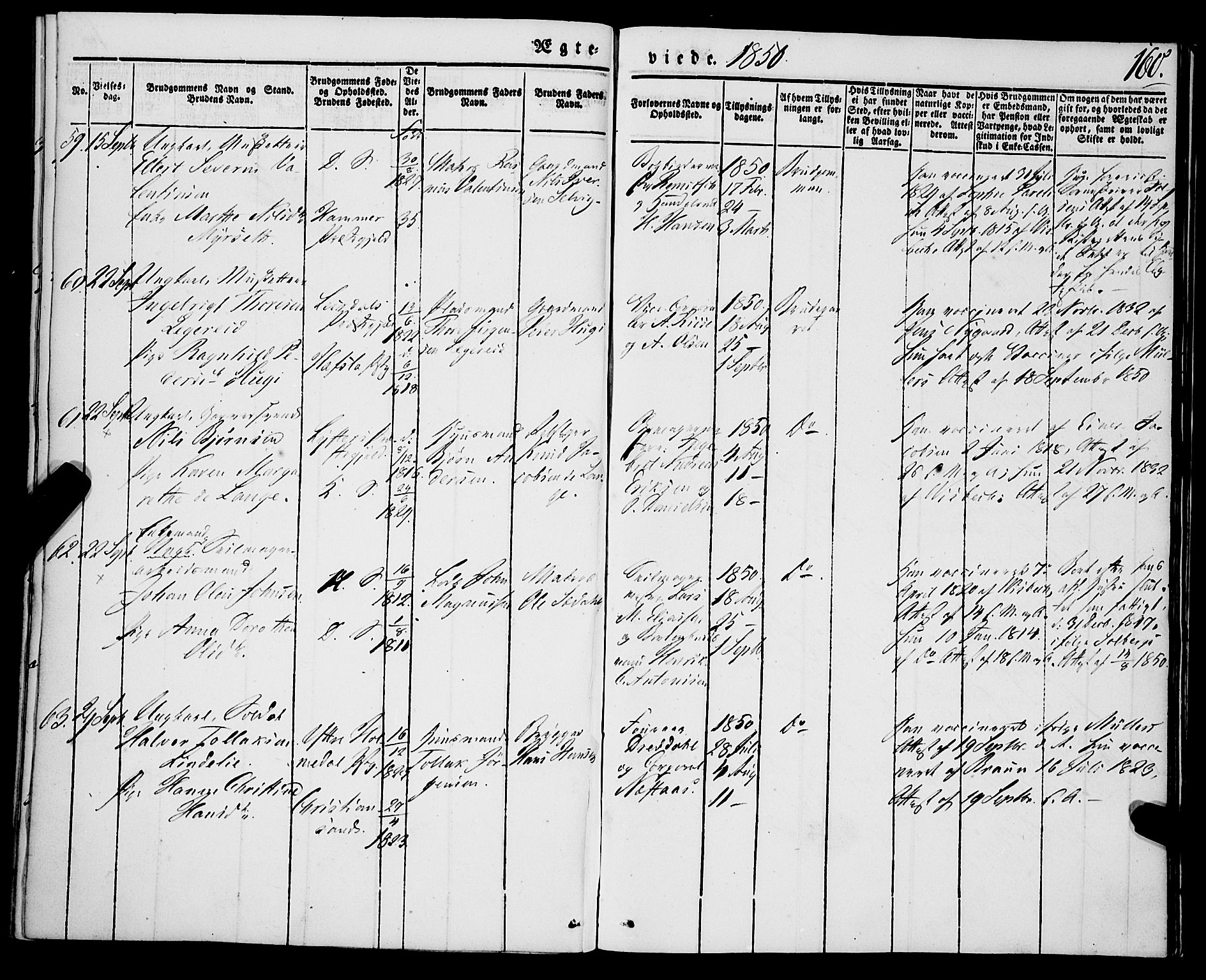 Korskirken sokneprestembete, AV/SAB-A-76101/H/Haa/L0034: Parish register (official) no. D 1, 1832-1852, p. 160