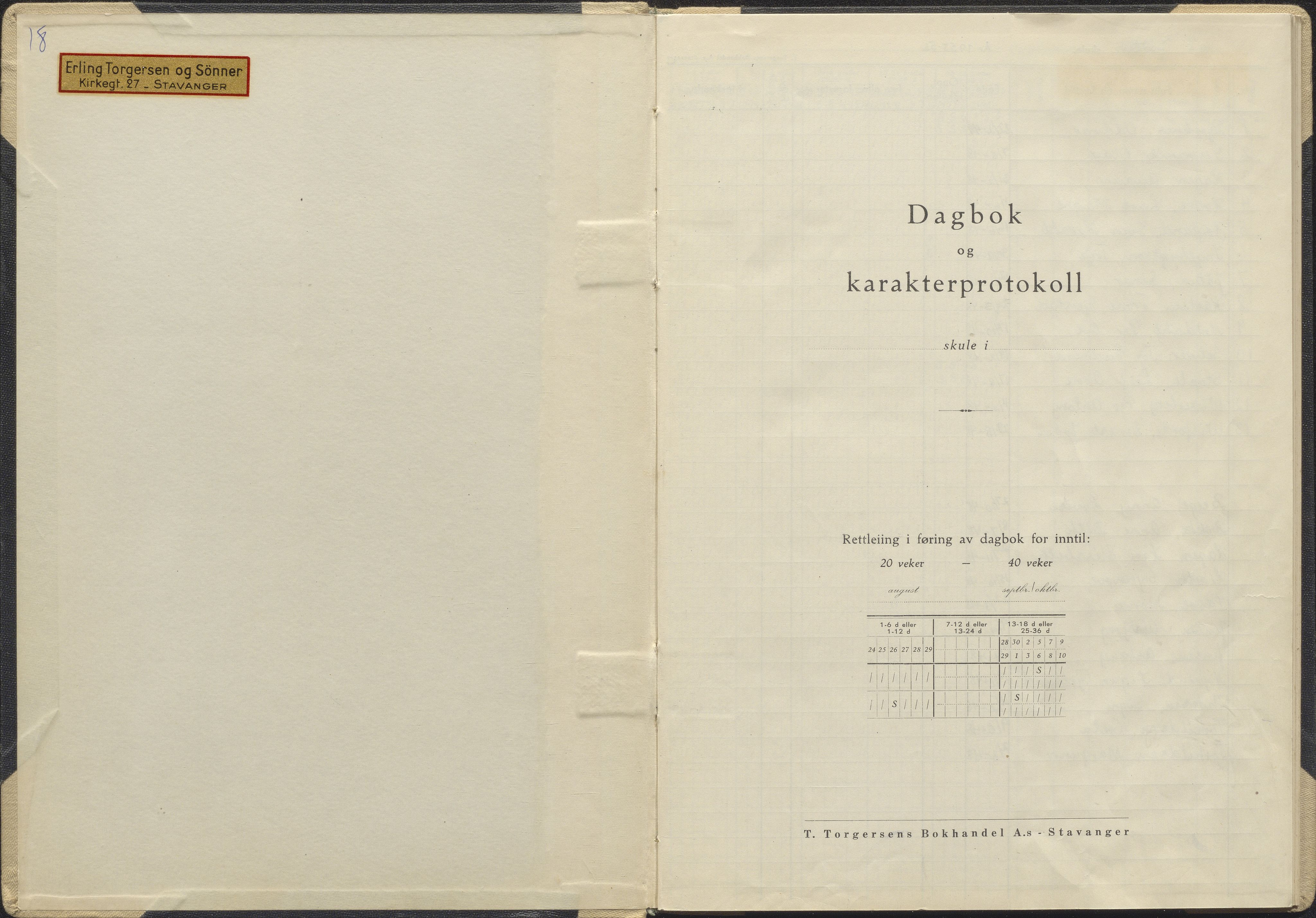 Hetland kommune. Jåtten skole, BYST/A-0148/G/Ga/L0021: Dagbok med karakterprotokoll, 1955-1959