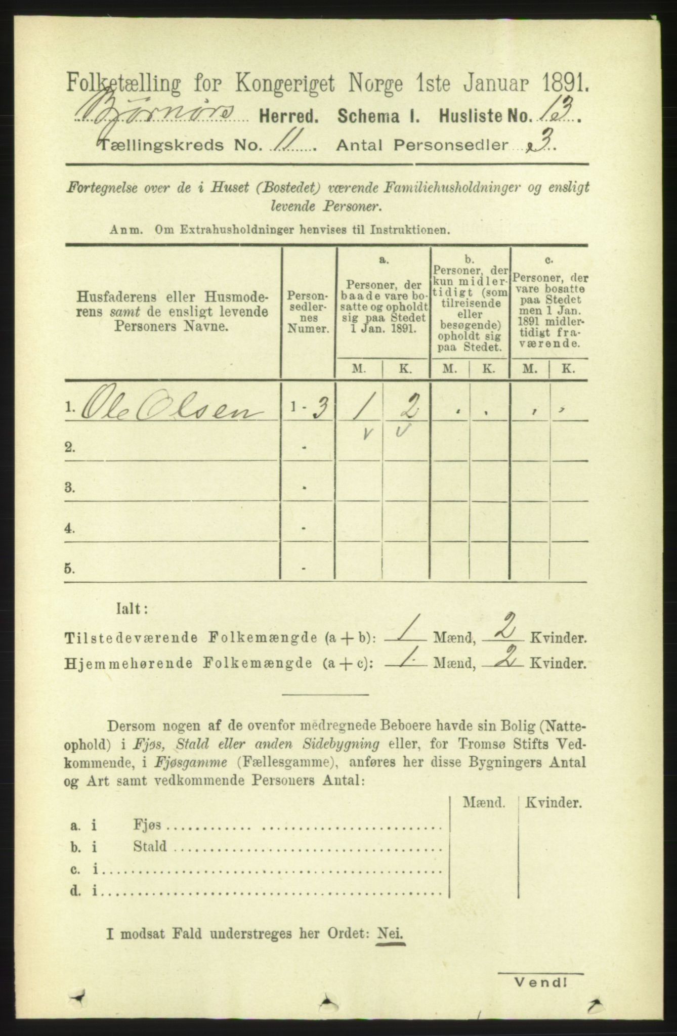 RA, 1891 census for 1632 Bjørnør, 1891, p. 4616