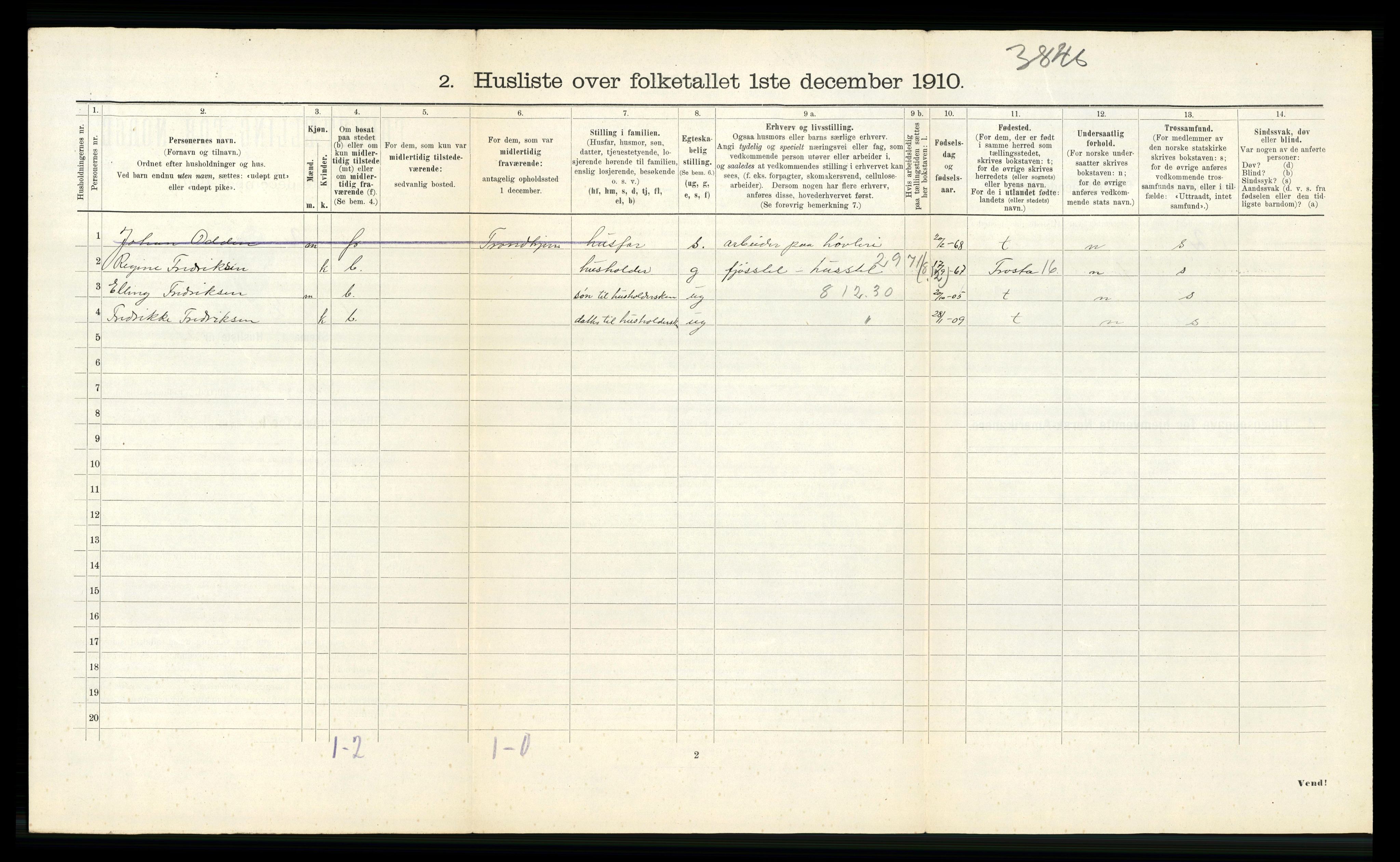 RA, 1910 census for Strinda, 1910, p. 729