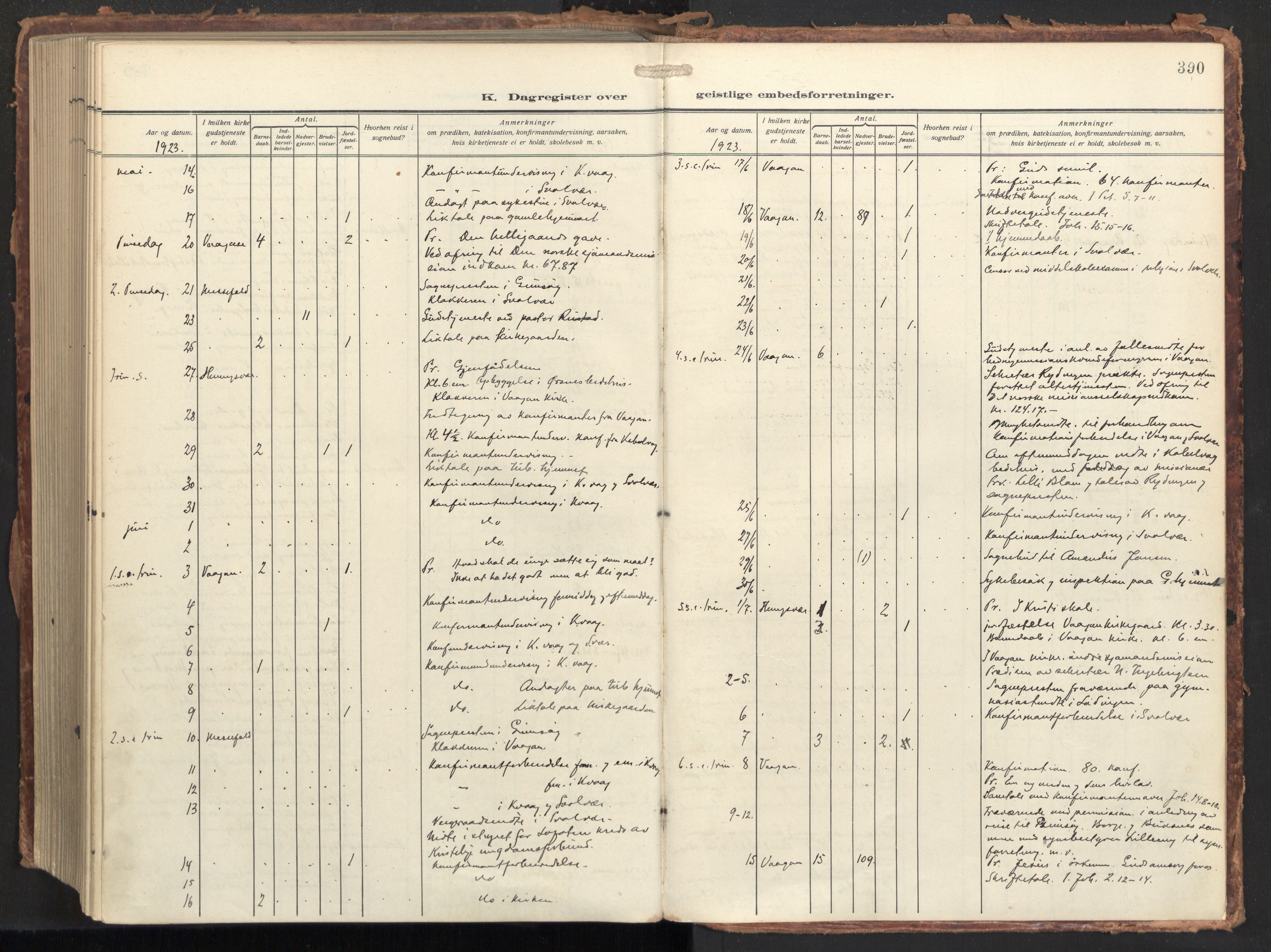 Ministerialprotokoller, klokkerbøker og fødselsregistre - Nordland, AV/SAT-A-1459/874/L1064: Parish register (official) no. 874A08, 1915-1926, p. 390