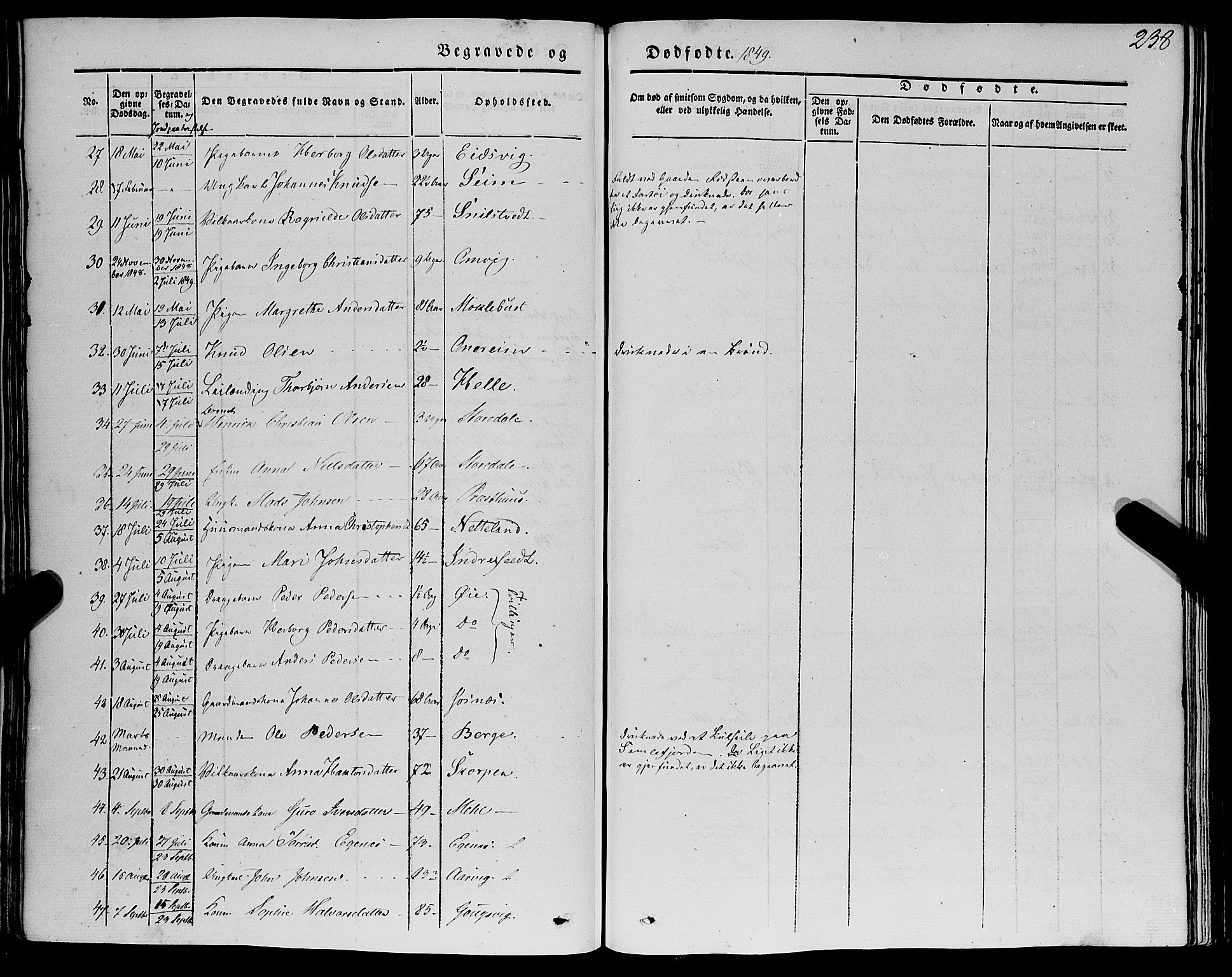 Kvinnherad sokneprestembete, SAB/A-76401/H/Haa: Parish register (official) no. A 7, 1843-1853, p. 238
