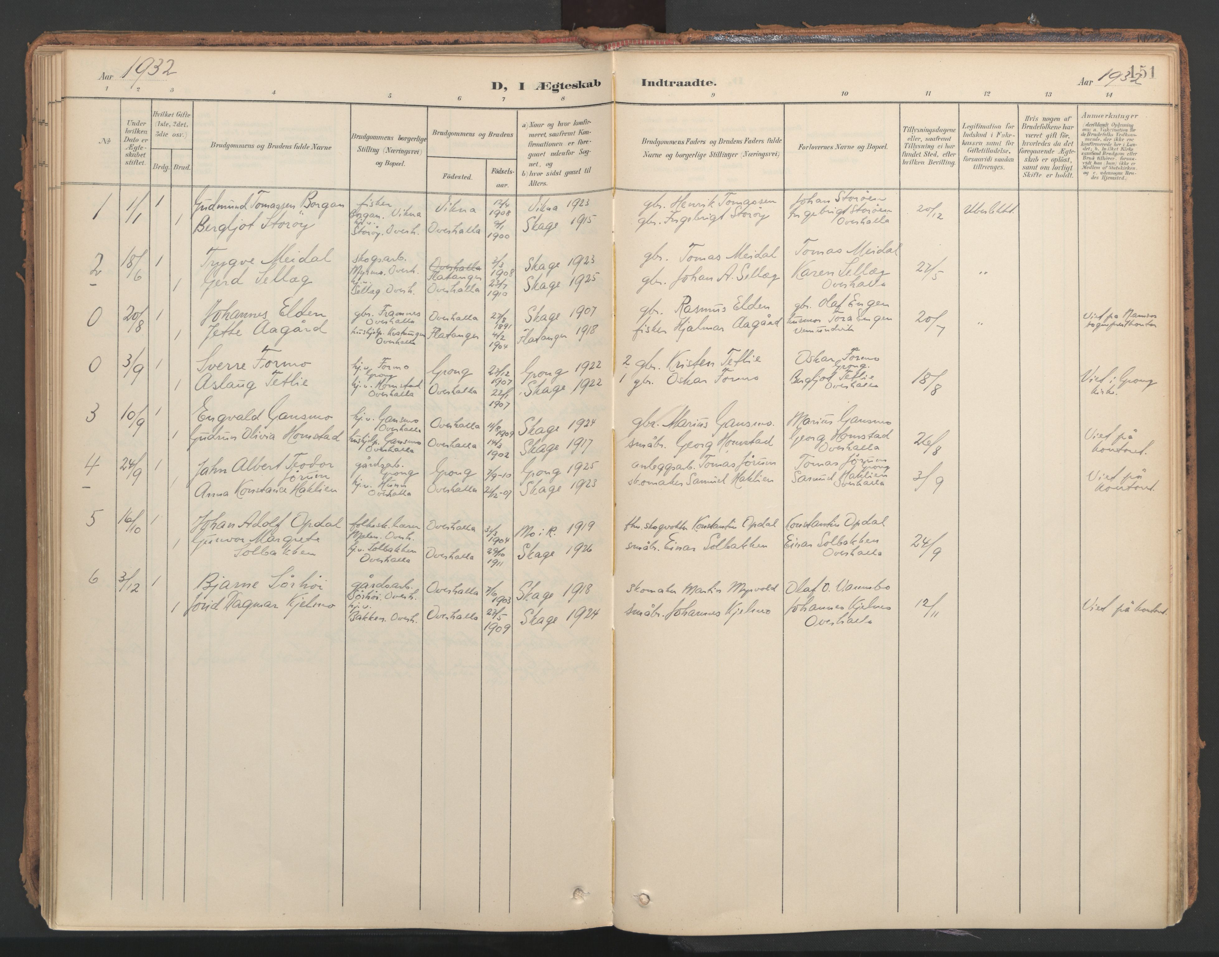 Ministerialprotokoller, klokkerbøker og fødselsregistre - Nord-Trøndelag, SAT/A-1458/766/L0564: Parish register (official) no. 767A02, 1900-1932, p. 151