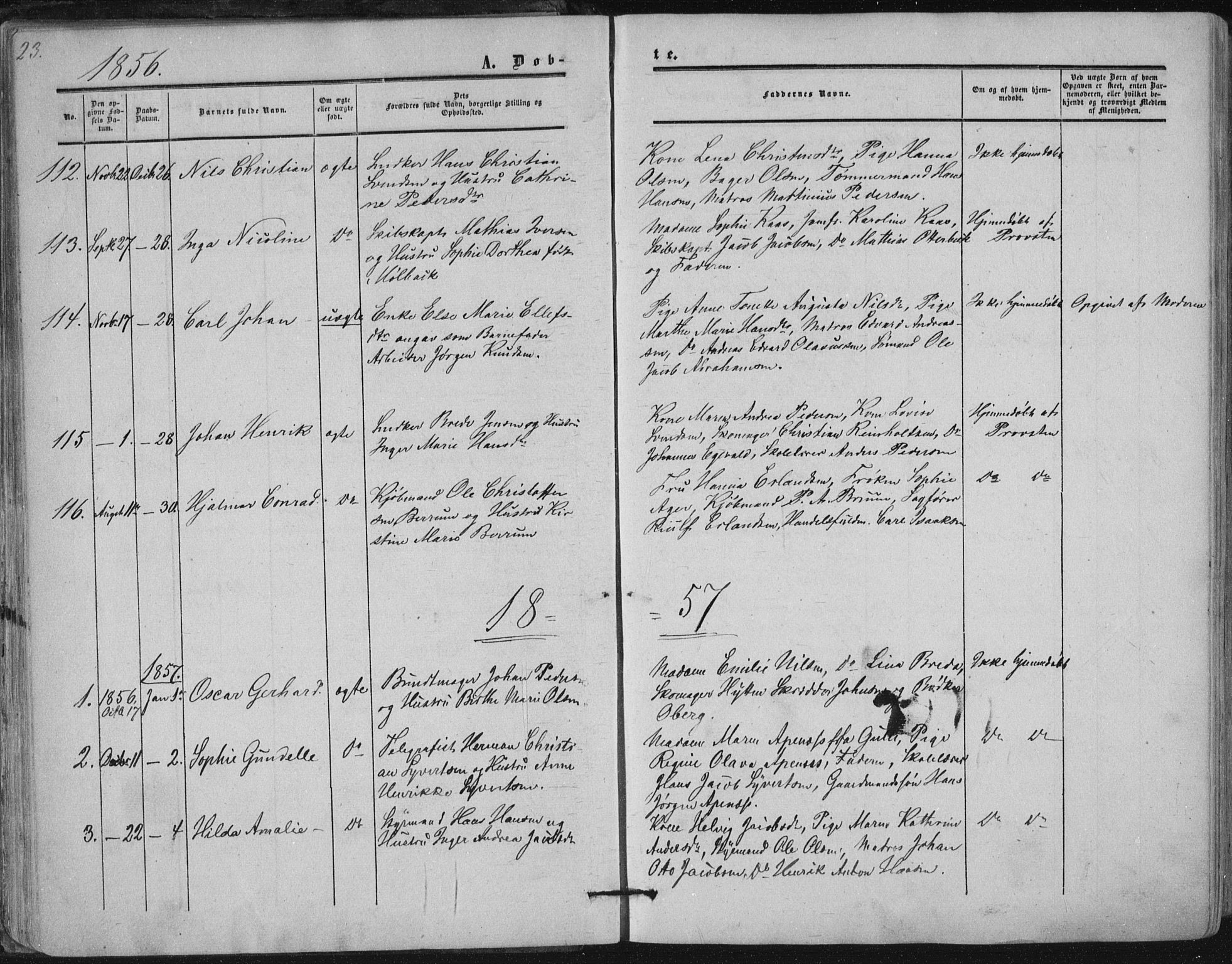 Tønsberg kirkebøker, AV/SAKO-A-330/F/Fa/L0008: Parish register (official) no. I 8, 1855-1864, p. 23