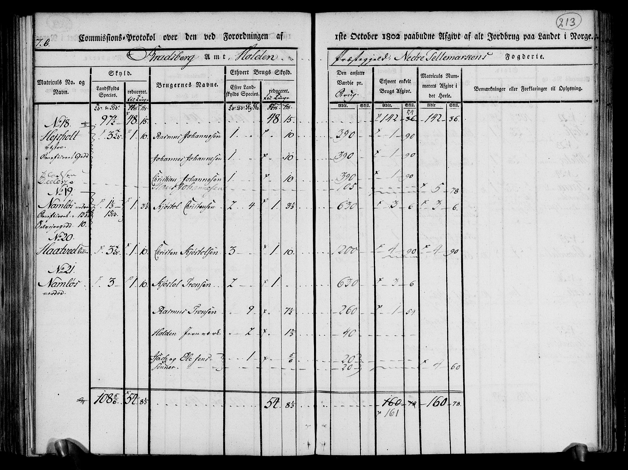 Rentekammeret inntil 1814, Realistisk ordnet avdeling, AV/RA-EA-4070/N/Ne/Nea/L0070: og 0071: Nedre Telemarken og Bamble fogderi. Kommisjonsprotokoll for Gjerpen, Solum, Holla, Bø, Sauherad og Heddal prestegjeld., 1803, p. 101