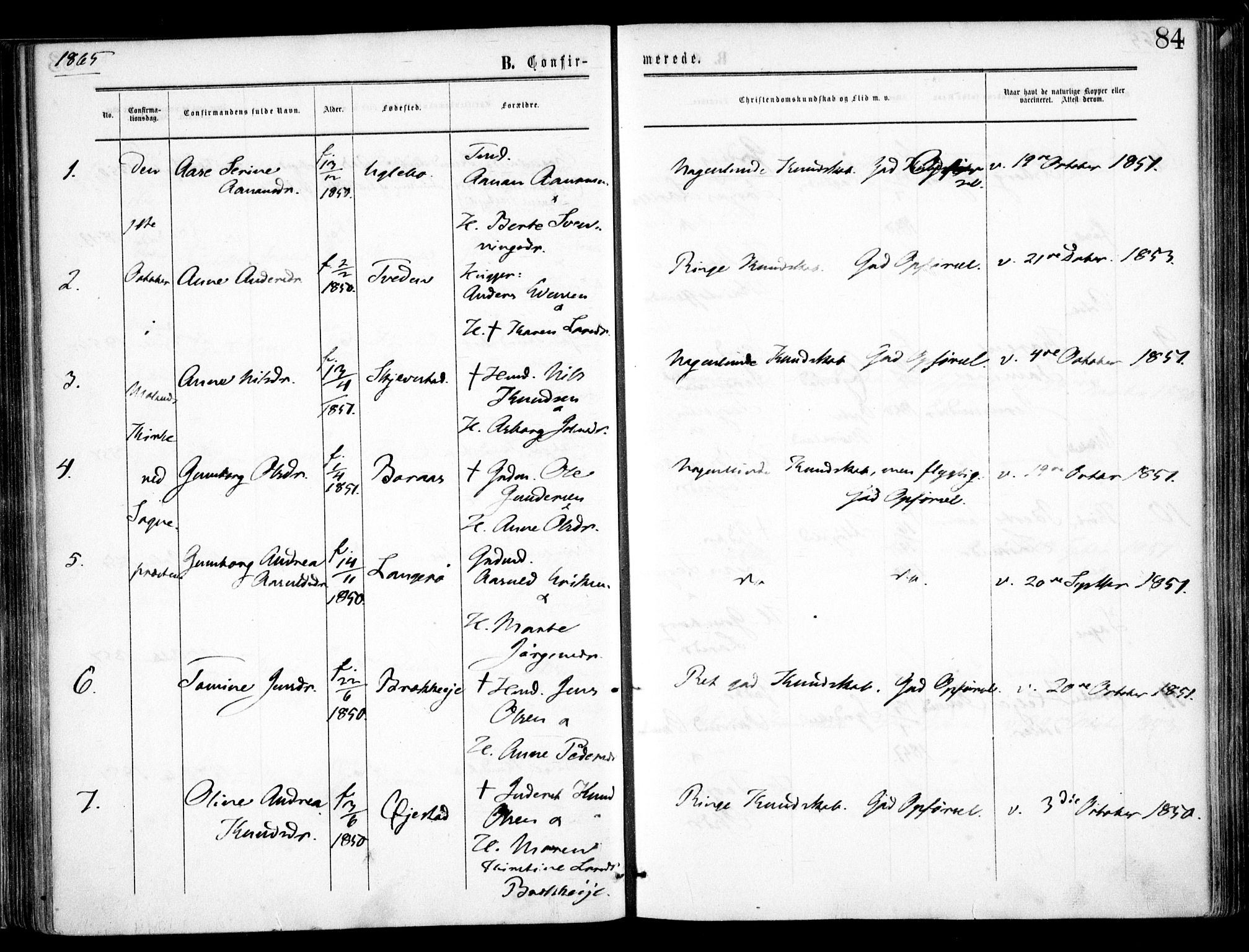 Austre Moland sokneprestkontor, SAK/1111-0001/F/Fa/Faa/L0008: Parish register (official) no. A 8, 1858-1868, p. 84