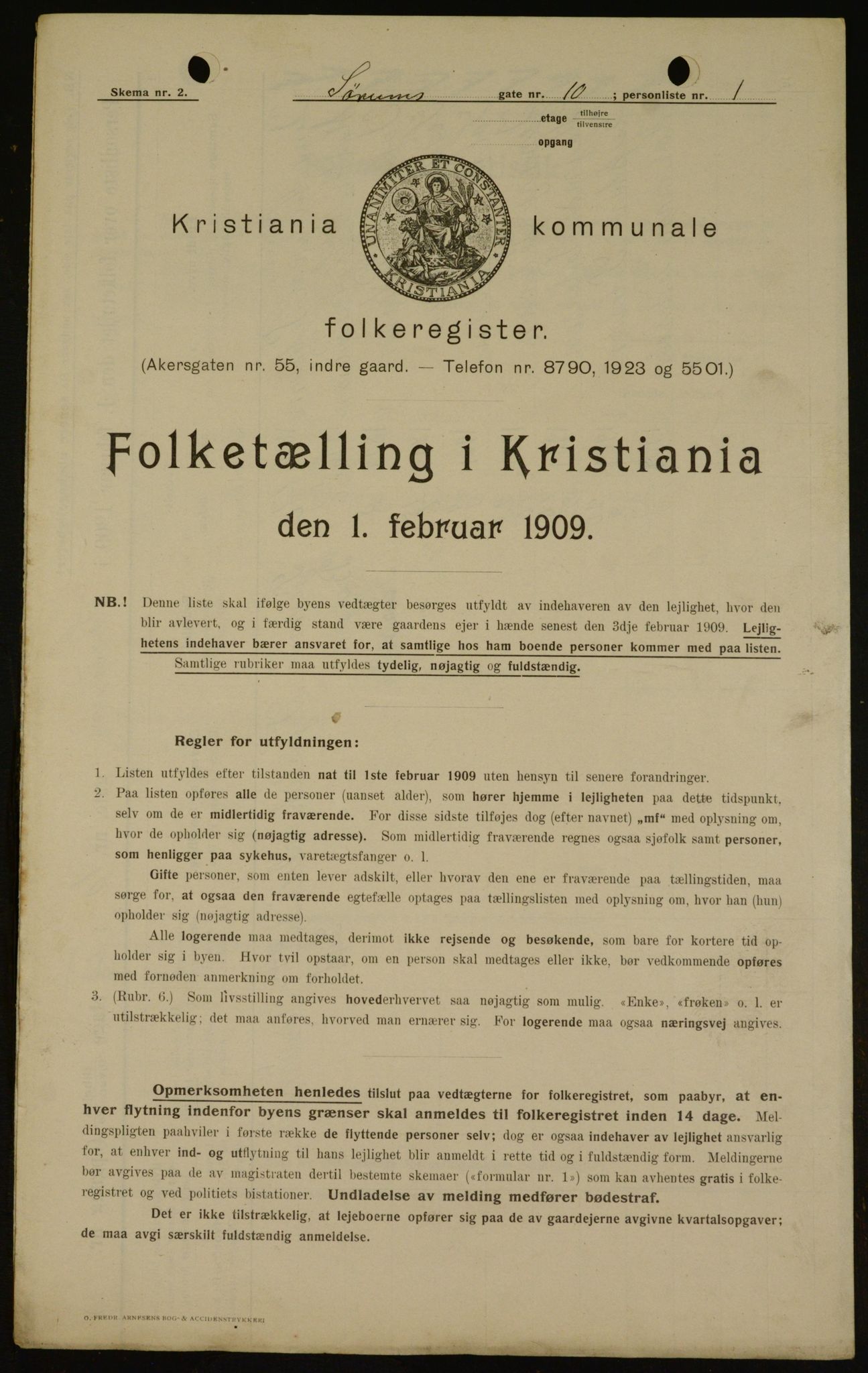 OBA, Municipal Census 1909 for Kristiania, 1909, p. 96952