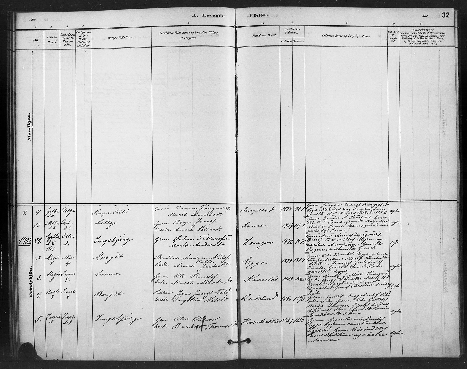 Vestre Slidre prestekontor, SAH/PREST-136/H/Ha/Hab/L0006: Parish register (copy) no. 6, 1881-1915, p. 32