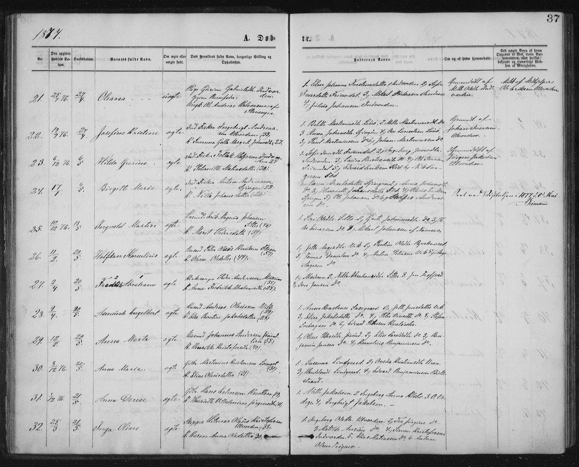 Ministerialprotokoller, klokkerbøker og fødselsregistre - Nord-Trøndelag, AV/SAT-A-1458/771/L0596: Parish register (official) no. 771A03, 1870-1884, p. 37