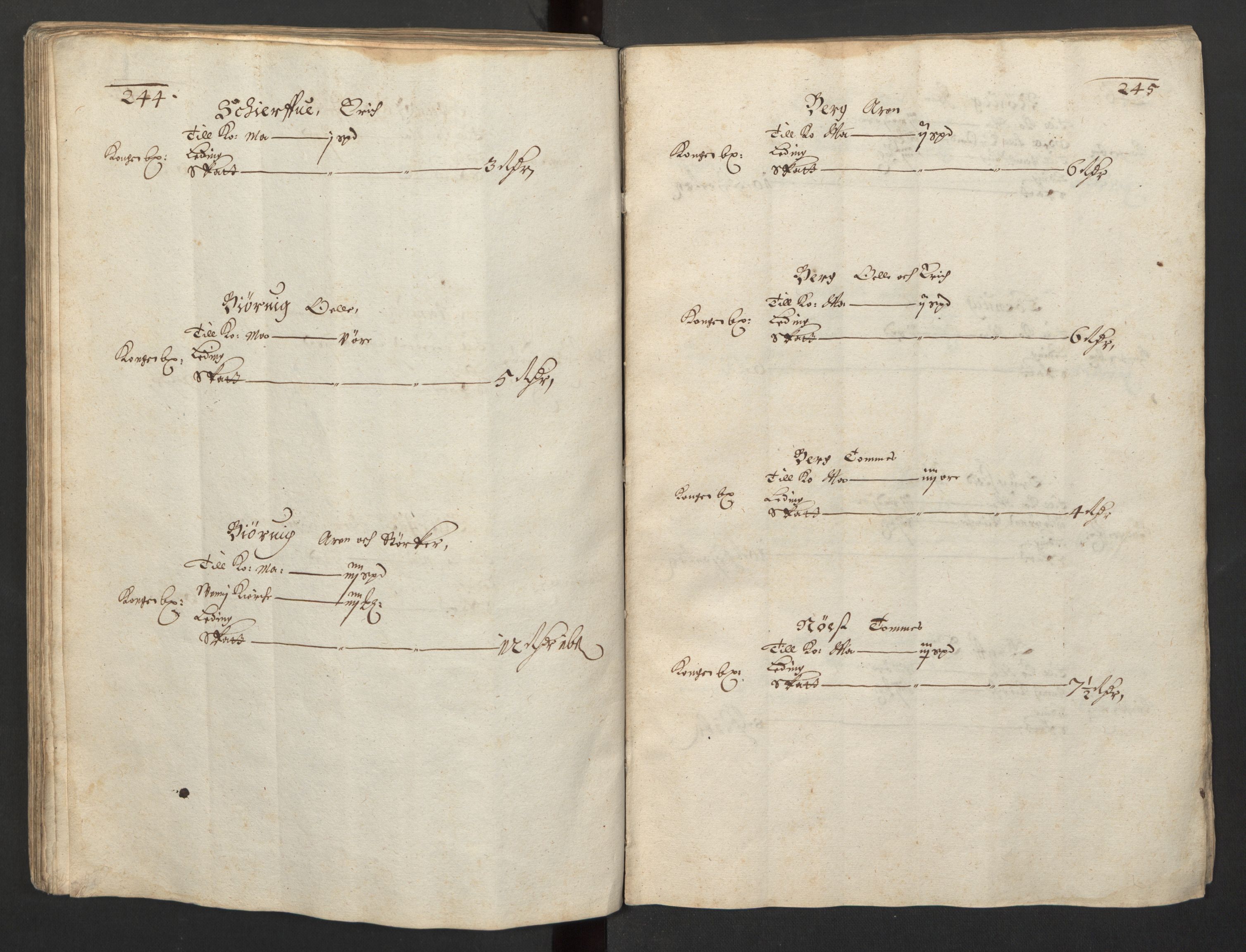 Rentekammeret inntil 1814, Realistisk ordnet avdeling, AV/RA-EA-4070/L/L0029/0001: Trondheim lagdømme: / Alminnelig jordebok og skattemanntall - Inderøy, 1661, p. 244-245