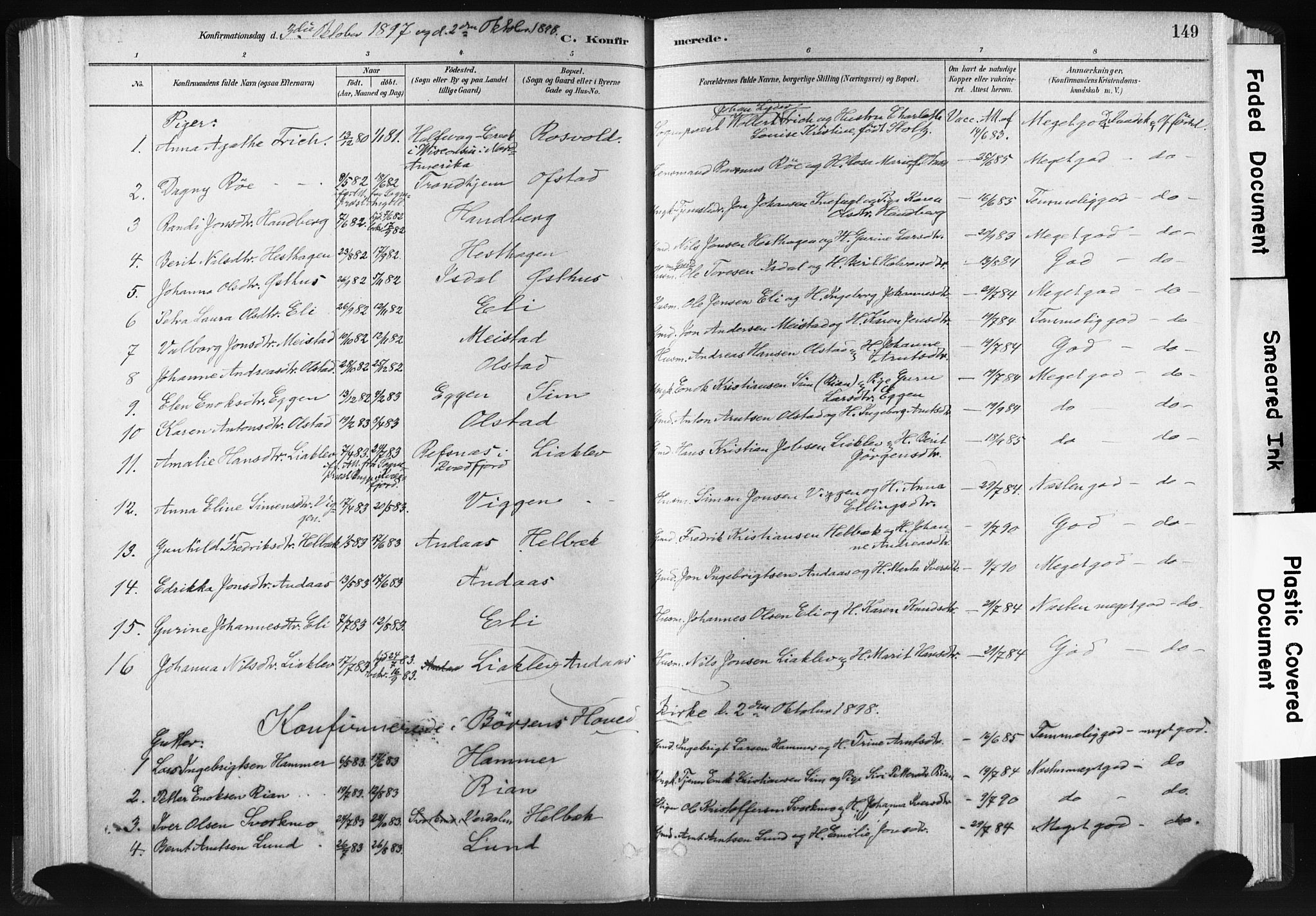 Ministerialprotokoller, klokkerbøker og fødselsregistre - Sør-Trøndelag, AV/SAT-A-1456/665/L0773: Parish register (official) no. 665A08, 1879-1905, p. 149