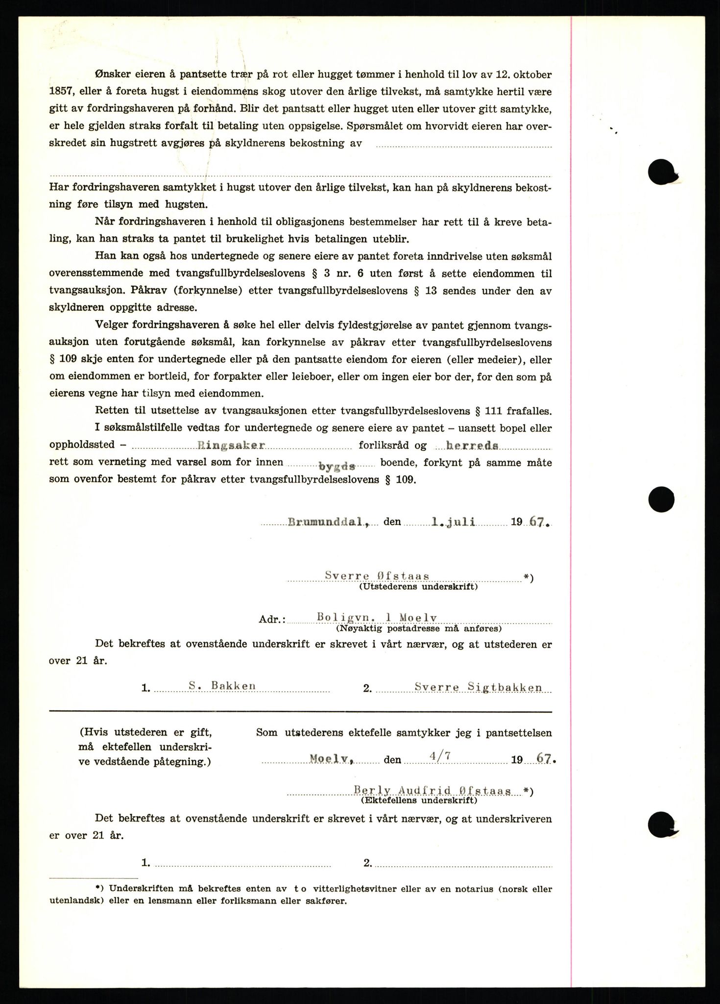 Nord-Hedmark sorenskriveri, SAH/TING-012/H/Hb/Hbf/L0071: Mortgage book no. B71, 1967-1967, Diary no: : 3138/1967
