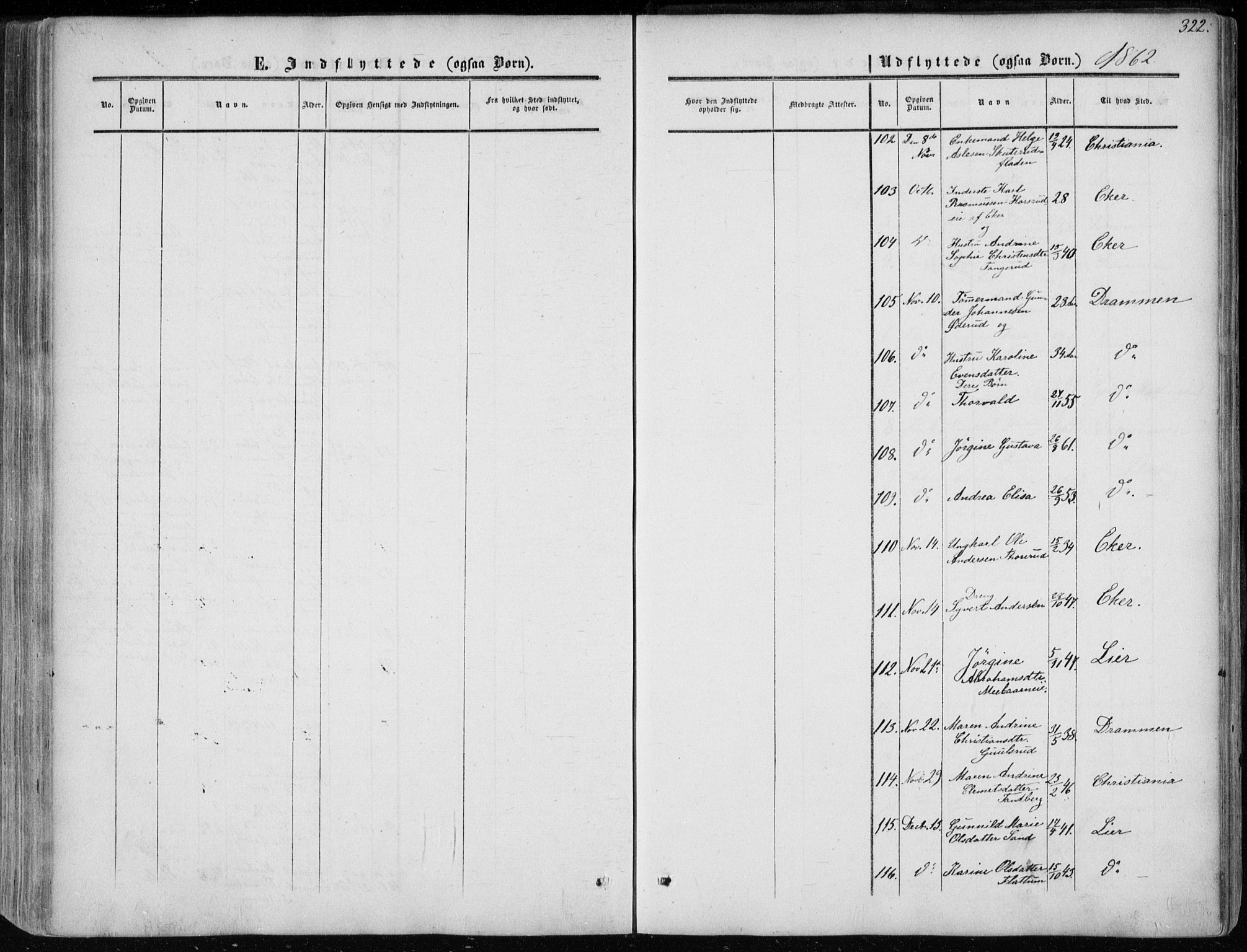 Modum kirkebøker, SAKO/A-234/F/Fa/L0009: Parish register (official) no. 9, 1860-1864, p. 322