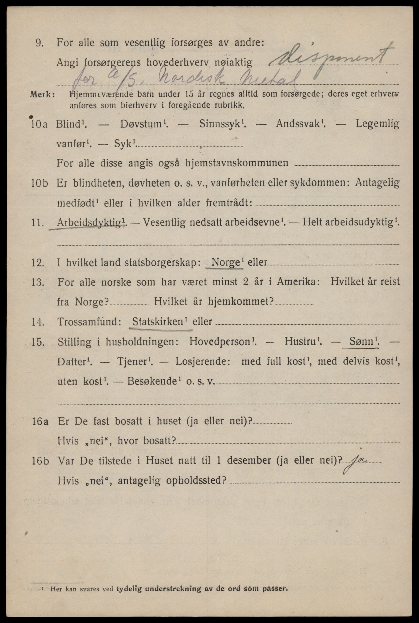 SAT, 1920 census for Trondheim, 1920, p. 65099