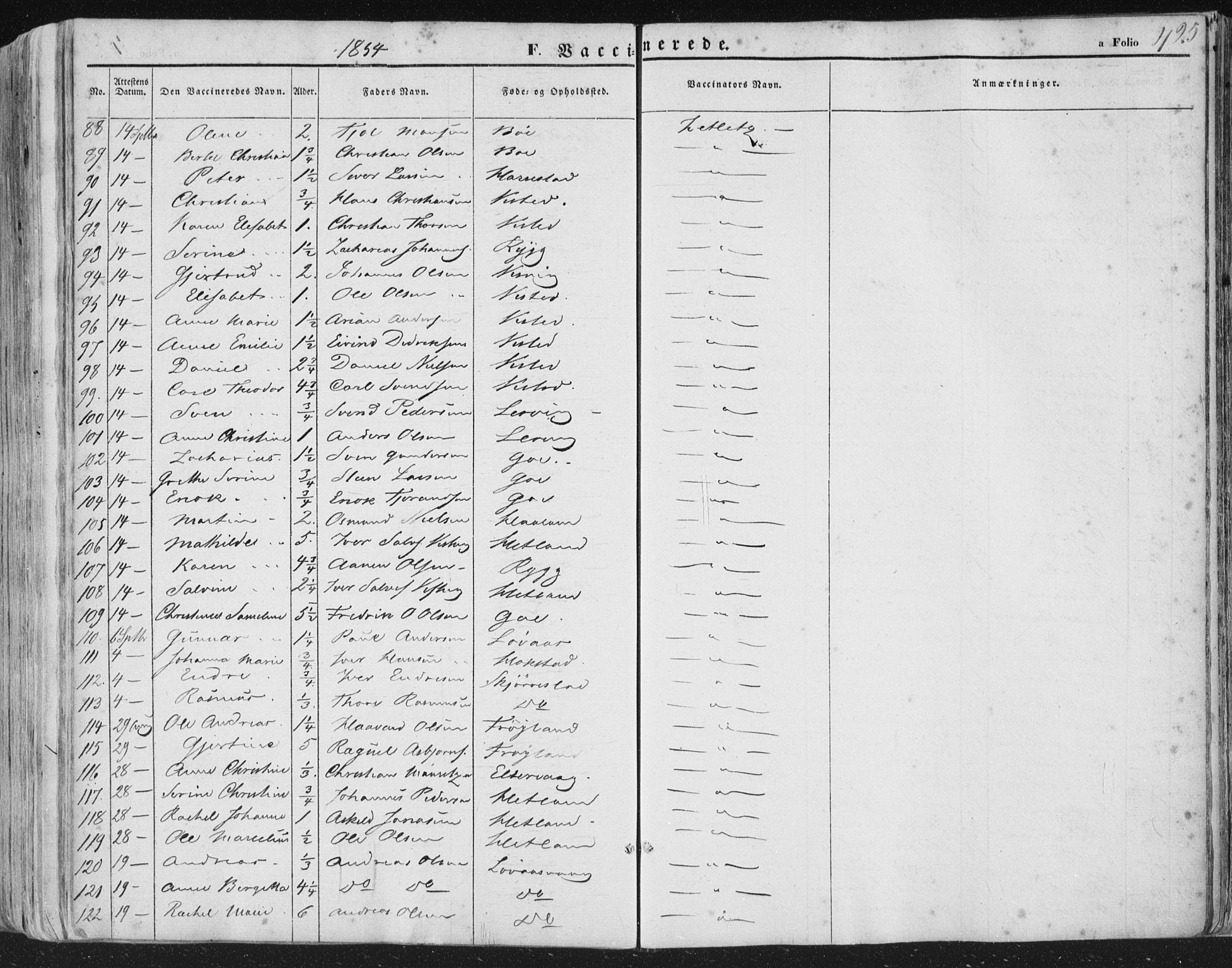 Hetland sokneprestkontor, AV/SAST-A-101826/30/30BA/L0002: Parish register (official) no. A 2, 1849-1869, p. 425