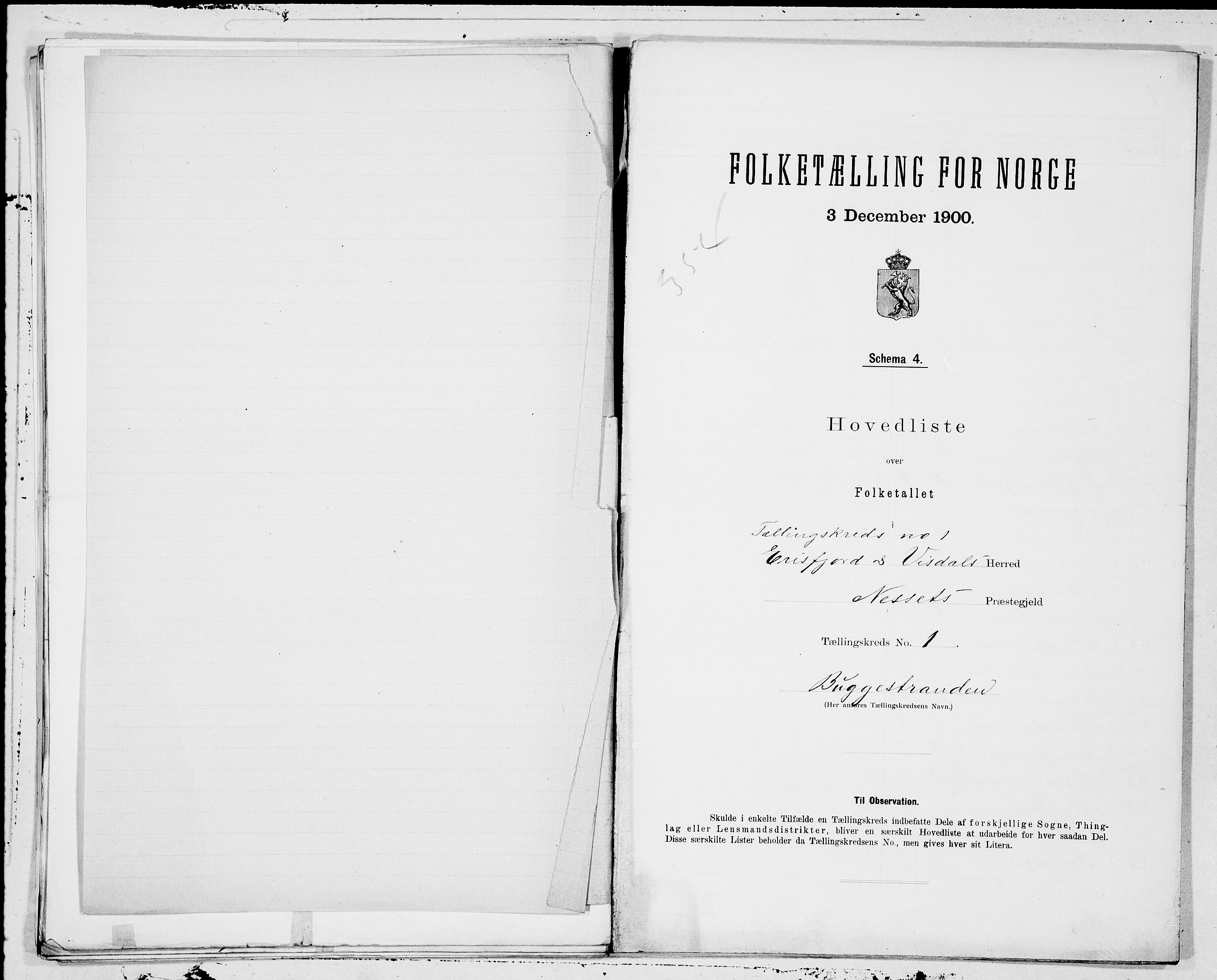 SAT, 1900 census for Eresfjord og Vistdal, 1900, p. 2