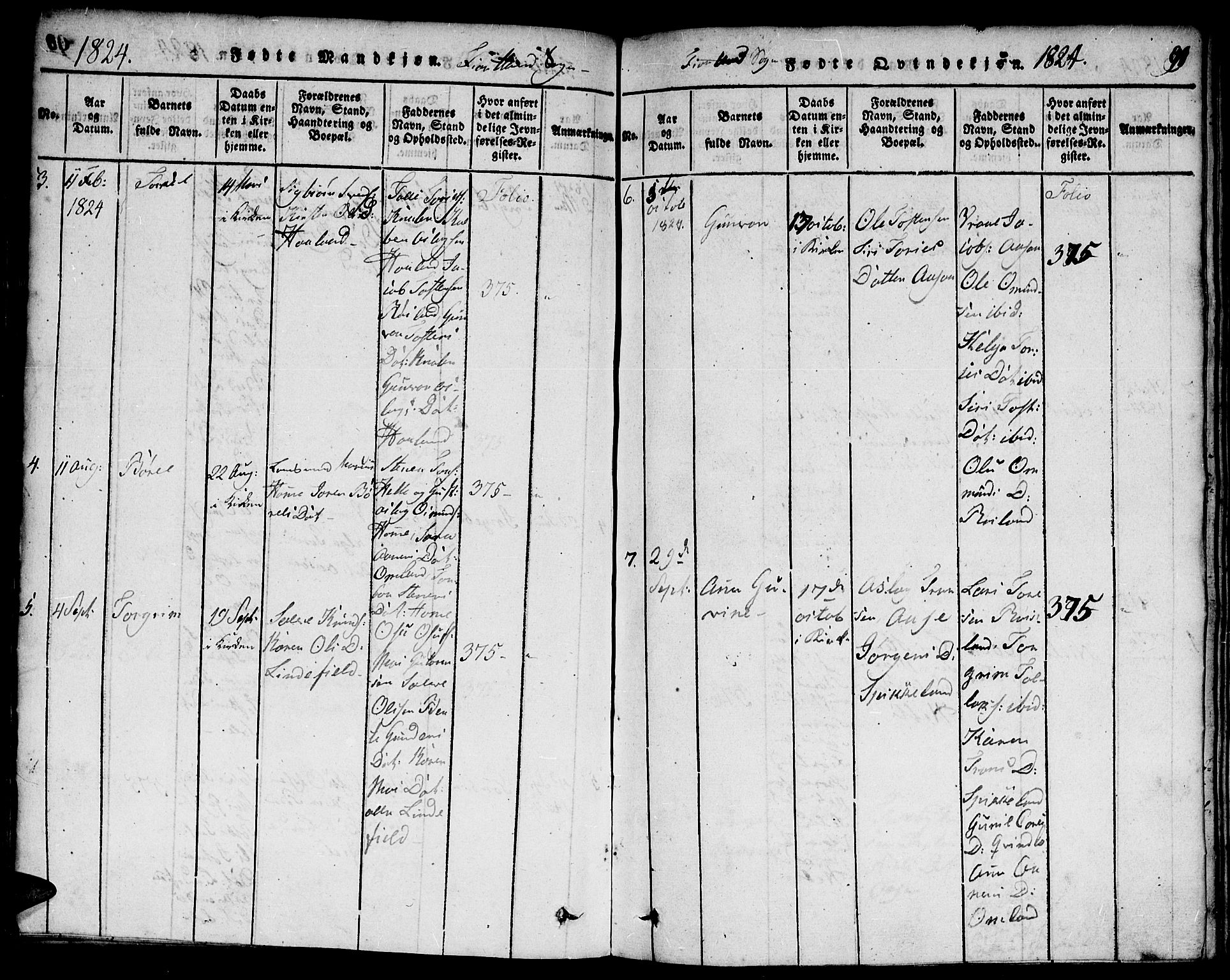 Hægebostad sokneprestkontor, AV/SAK-1111-0024/F/Fa/Faa/L0002: Parish register (official) no. A 2 /3, 1816-1825, p. 91