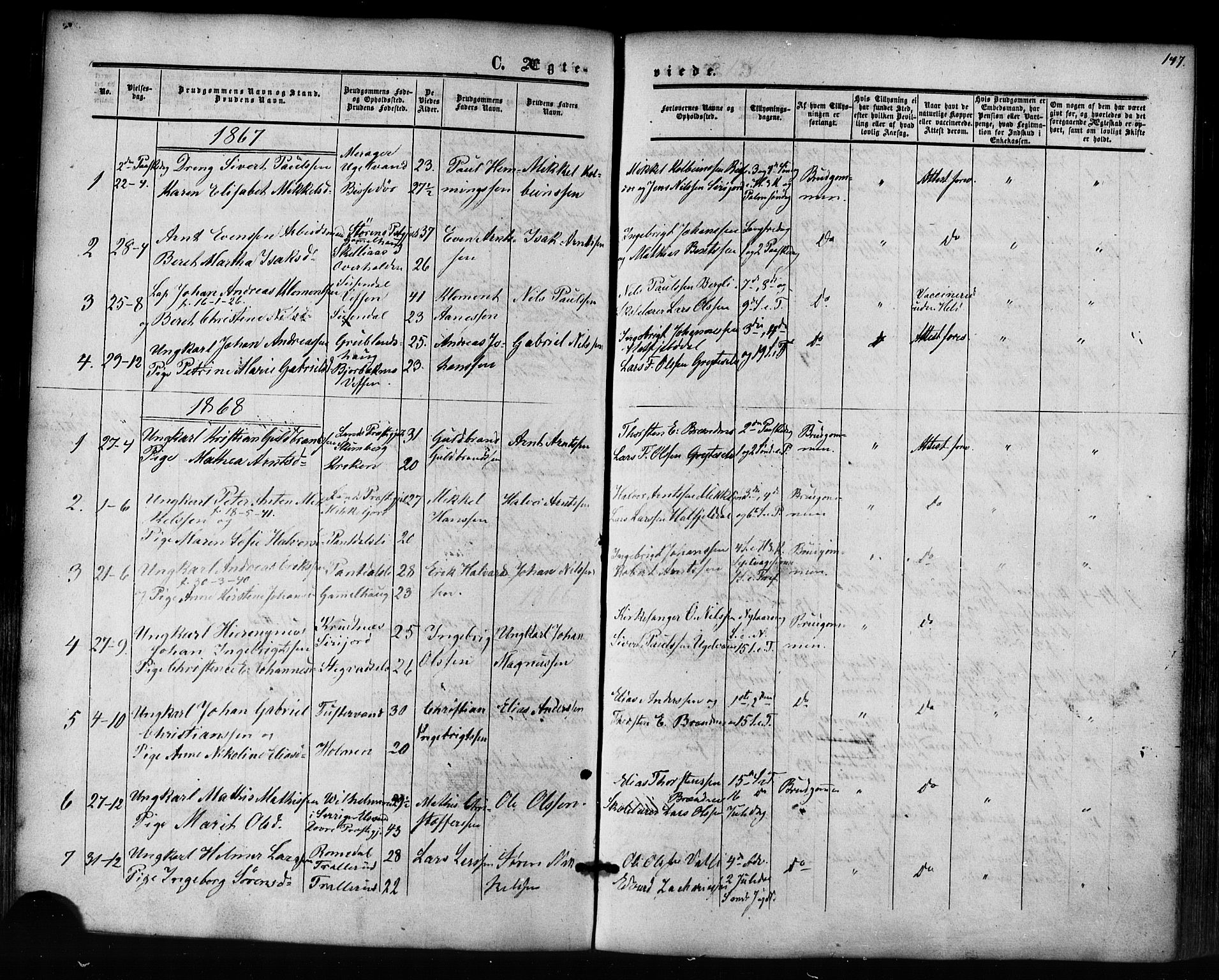 Ministerialprotokoller, klokkerbøker og fødselsregistre - Nordland, AV/SAT-A-1459/823/L0324: Parish register (official) no. 823A01, 1860-1878, p. 147