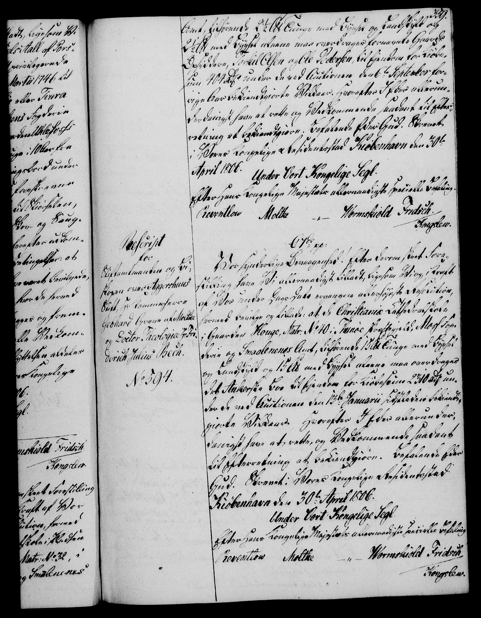 Rentekammeret, Kammerkanselliet, RA/EA-3111/G/Gg/Gga/L0018: Norsk ekspedisjonsprotokoll med register (merket RK 53.18), 1804-1806, p. 359