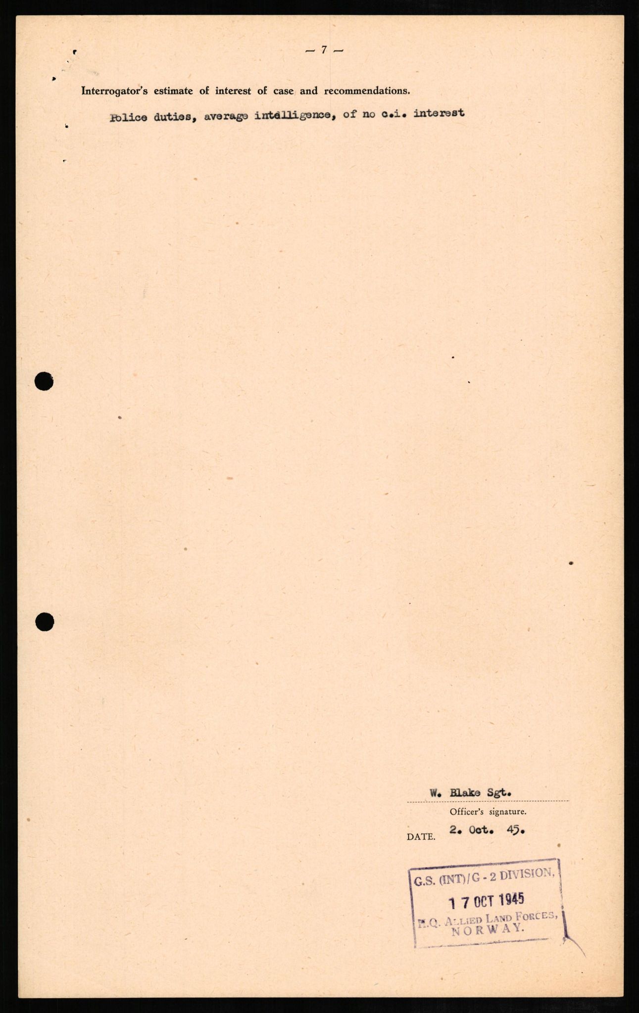 Forsvaret, Forsvarets overkommando II, AV/RA-RAFA-3915/D/Db/L0009: CI Questionaires. Tyske okkupasjonsstyrker i Norge. Tyskere., 1945-1946, p. 361