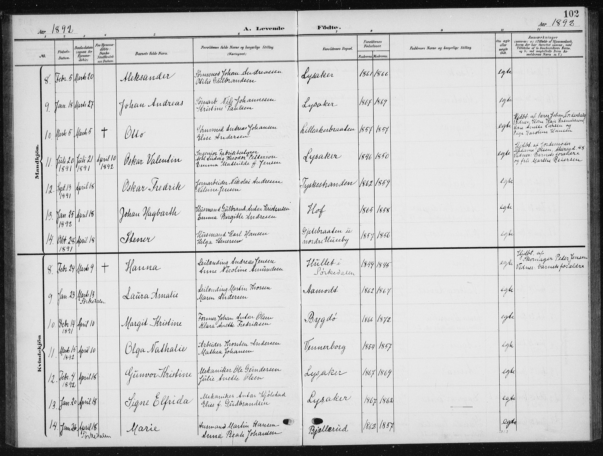 Vestre Aker prestekontor Kirkebøker, SAO/A-10025/F/Fb/L0001: Parish register (official) no. II 1, 1880-1906, p. 102