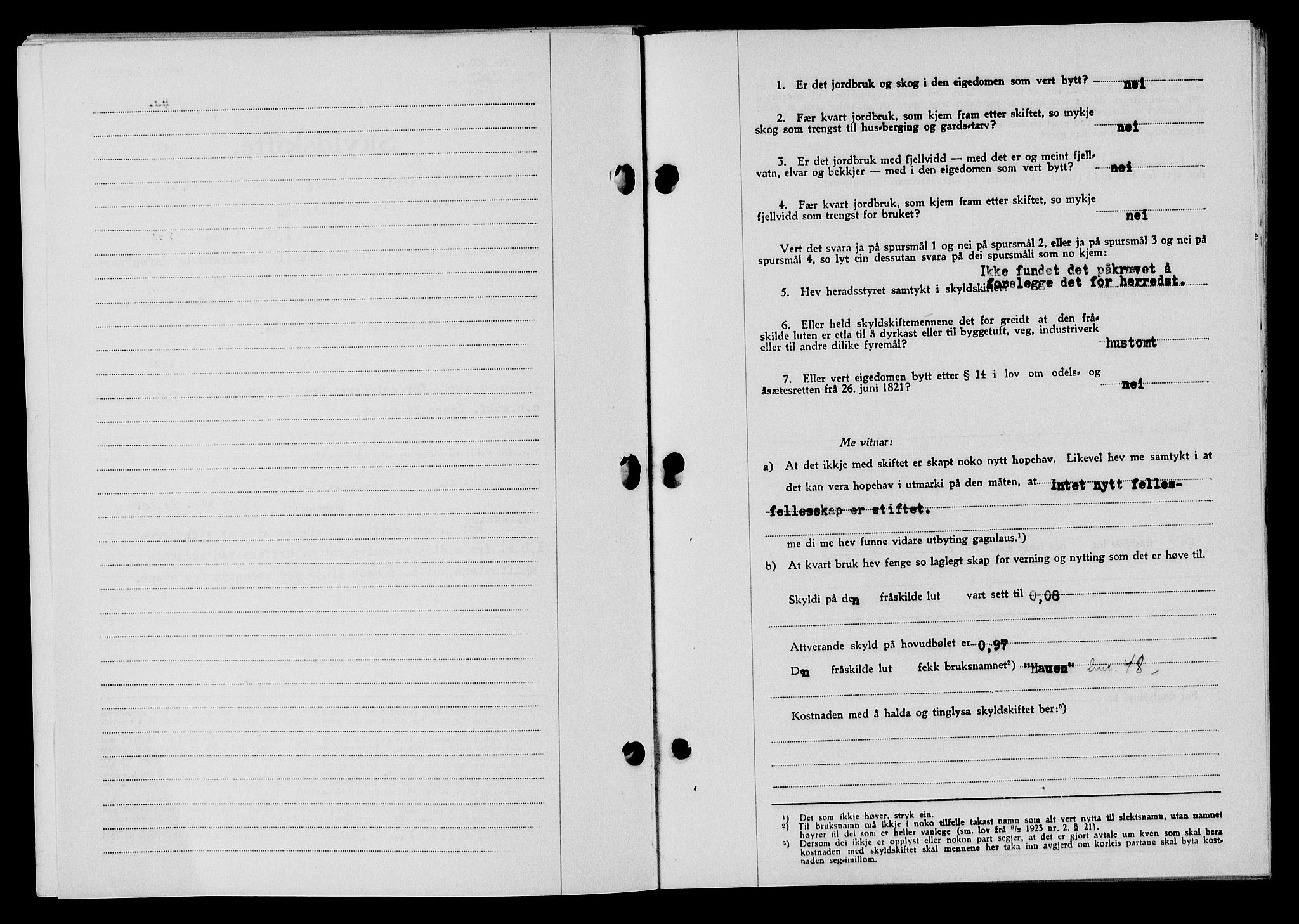 Flekkefjord sorenskriveri, SAK/1221-0001/G/Gb/Gba/L0060: Mortgage book no. A-8, 1945-1946, Diary no: : 273/1946