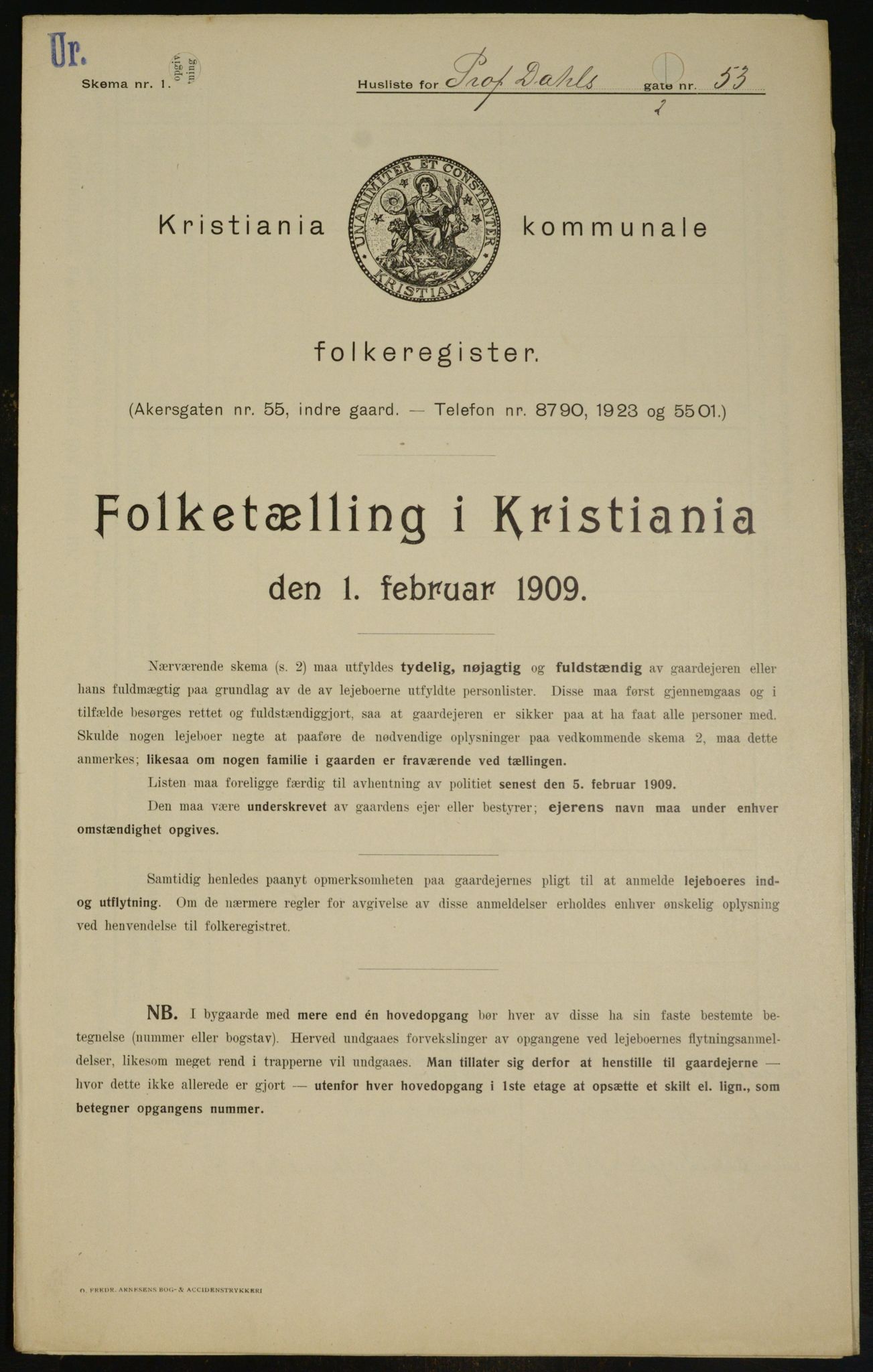 OBA, Municipal Census 1909 for Kristiania, 1909, p. 74116