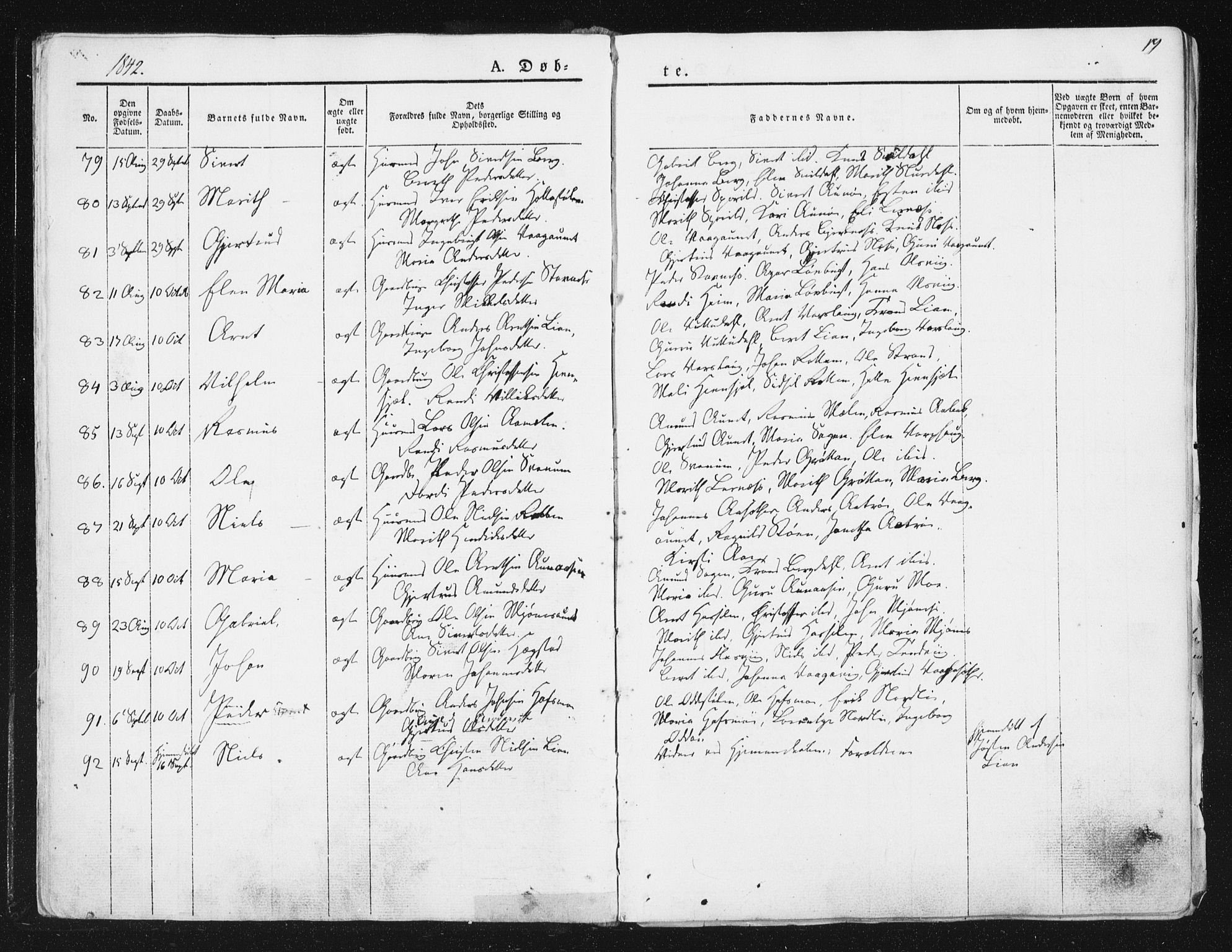 Ministerialprotokoller, klokkerbøker og fødselsregistre - Sør-Trøndelag, SAT/A-1456/630/L0493: Parish register (official) no. 630A06, 1841-1851, p. 19