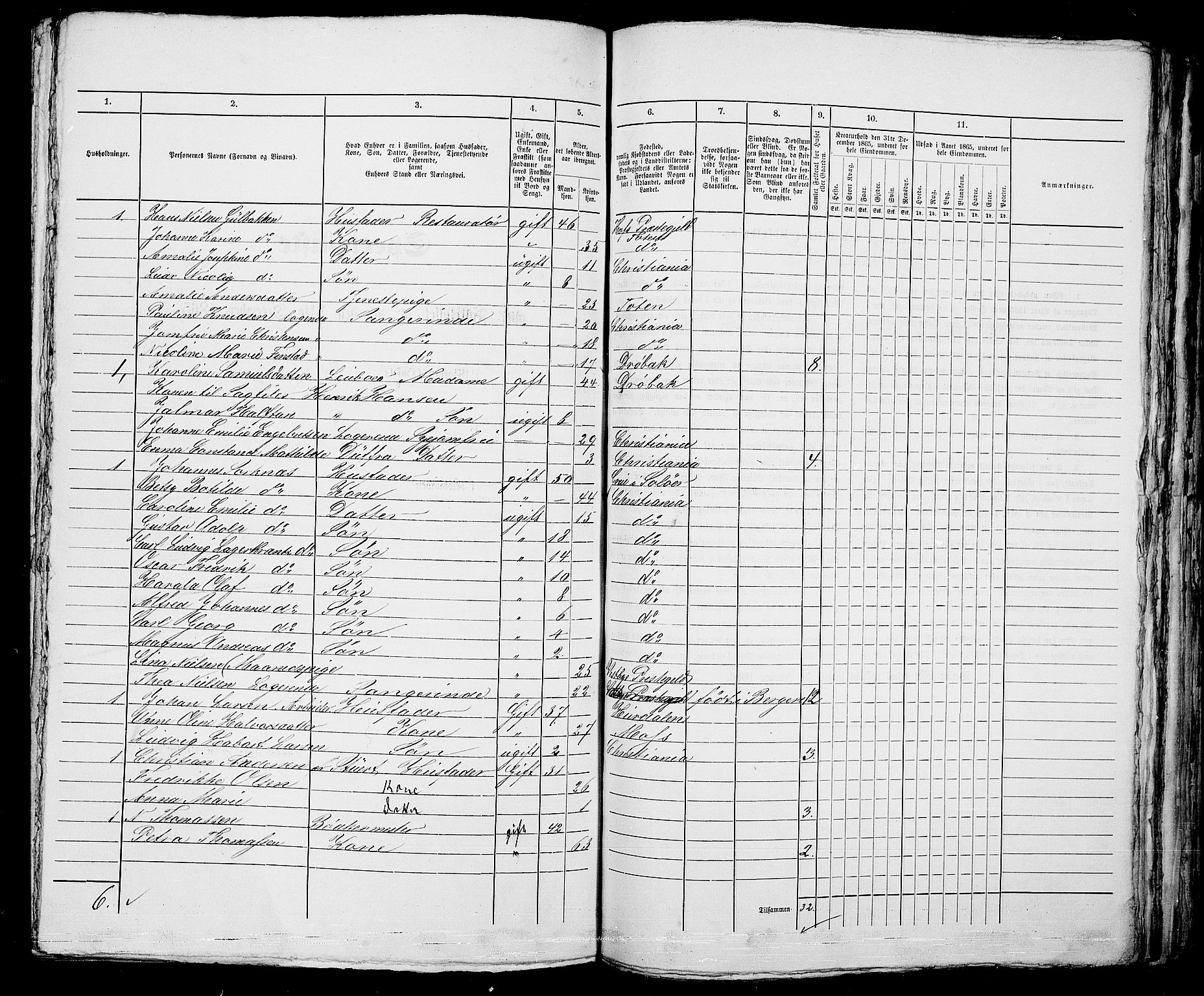 RA, 1865 census for Kristiania, 1865, p. 989