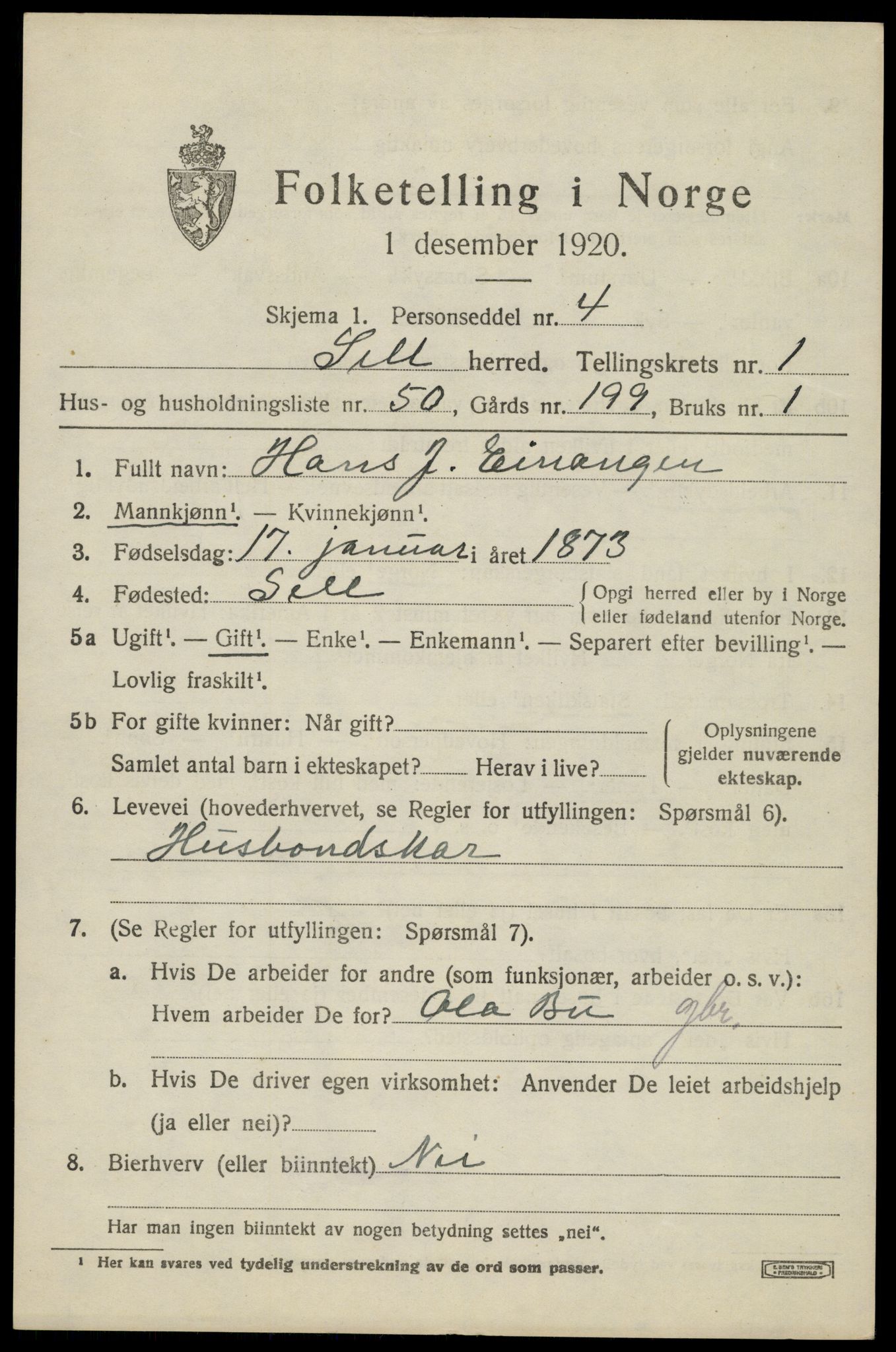 SAH, 1920 census for Sel, 1920, p. 1488