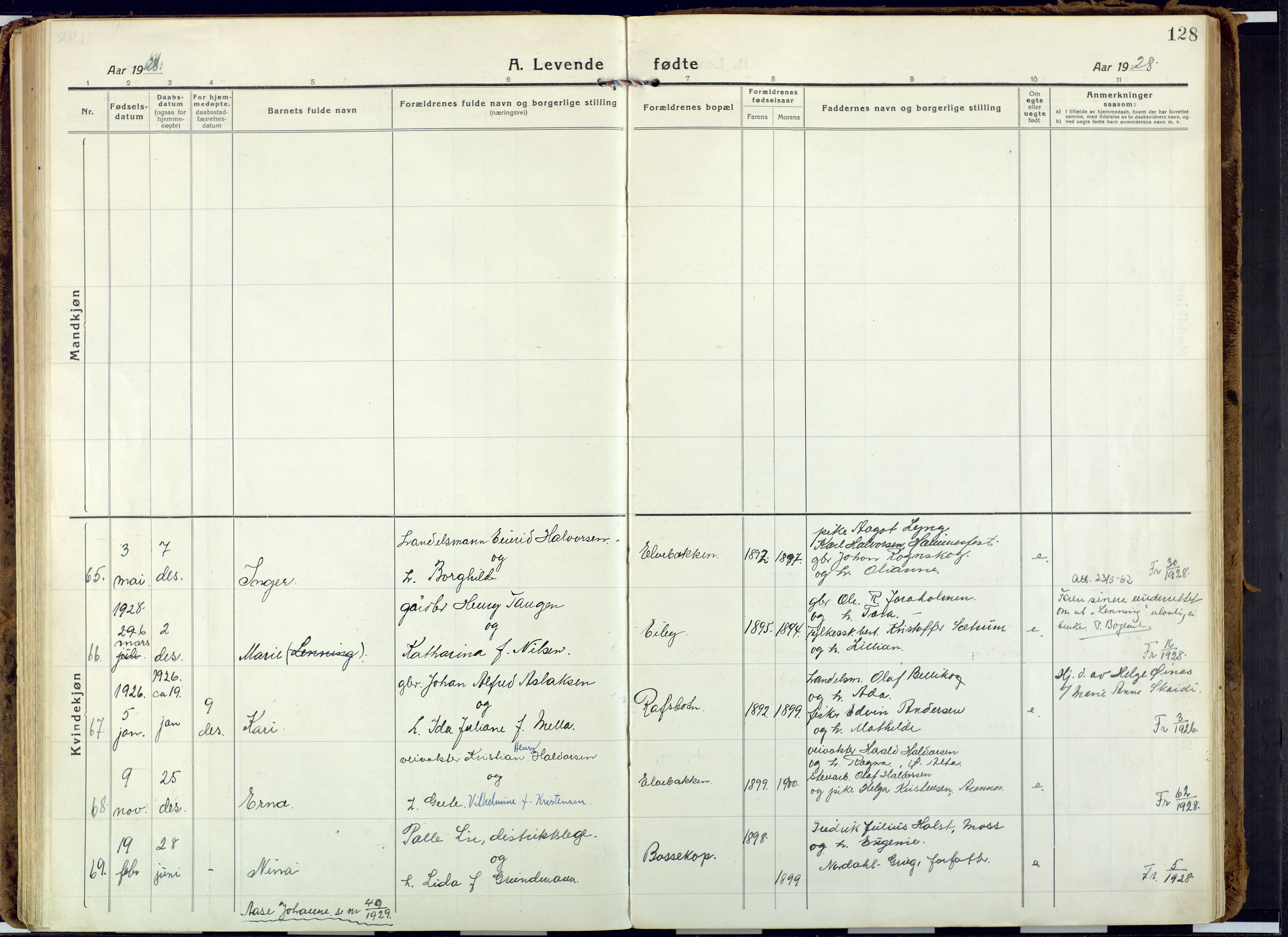 Alta sokneprestkontor, AV/SATØ-S-1338/H/Ha: Parish register (official) no. 6, 1918-1931, p. 128